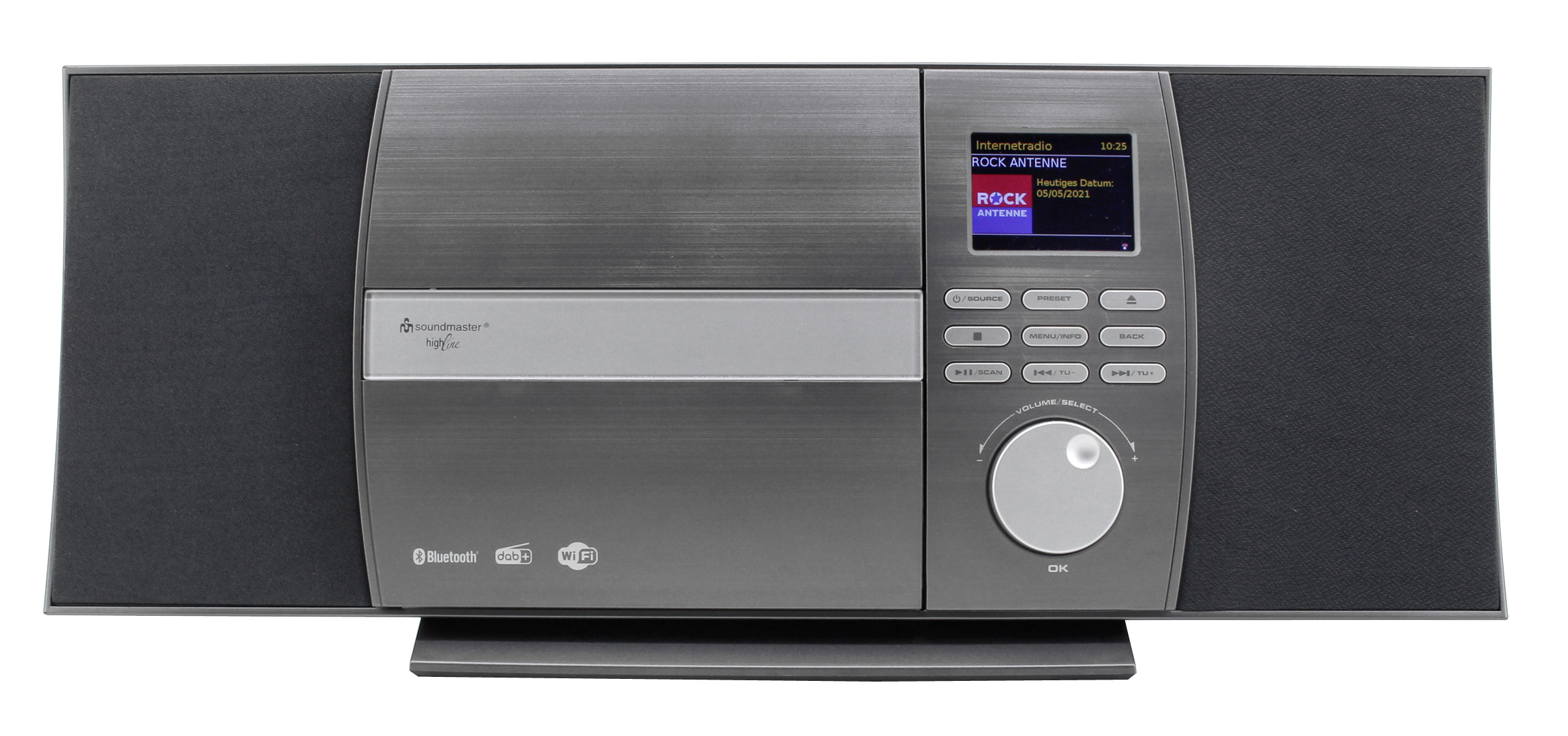 Stereo music centre with WLAN-internet/DAB+/FM-radio, CD/MP3, USB, Bluetooth®, APP control