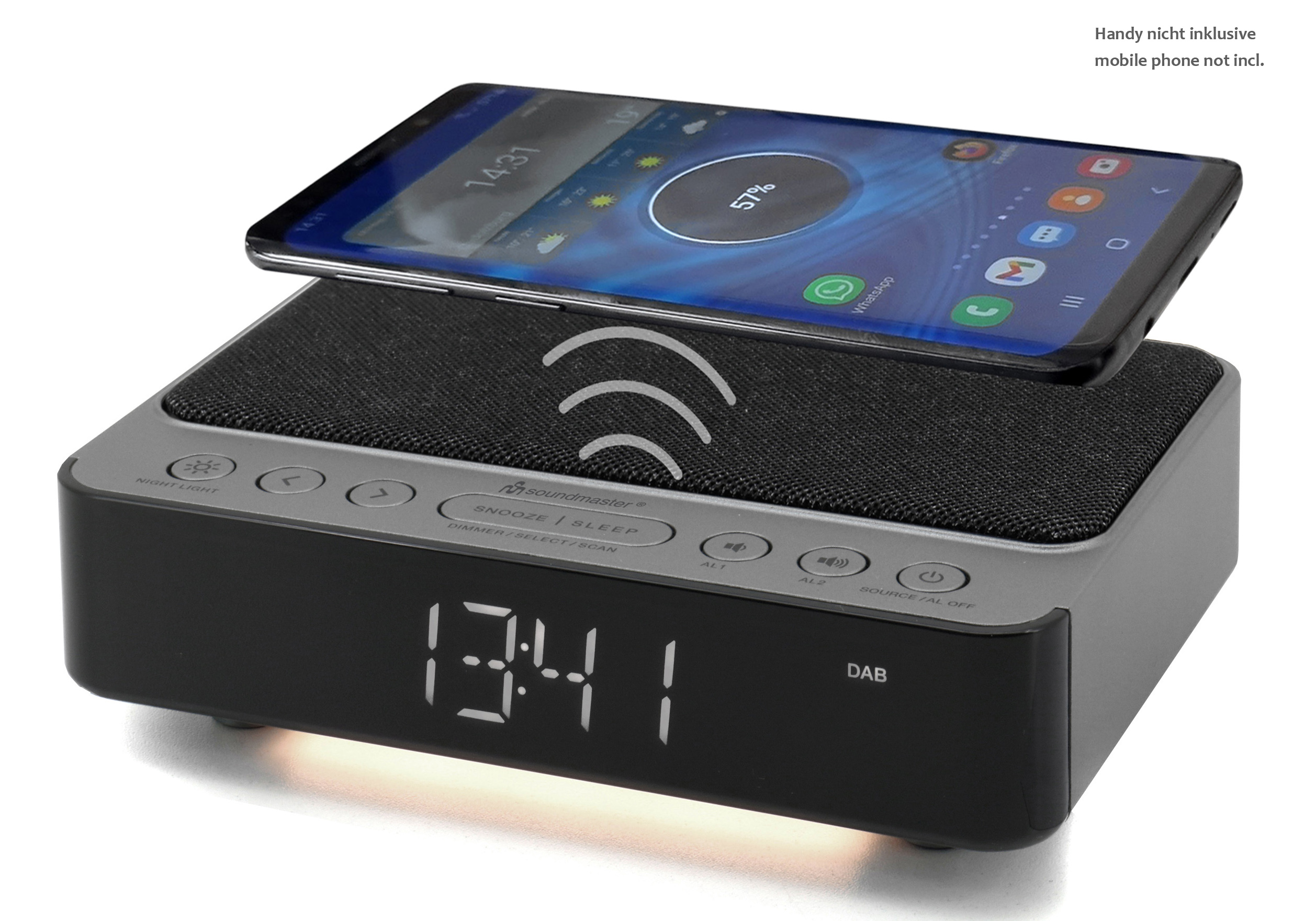 DAB+/FM clock radio with wireless charging function