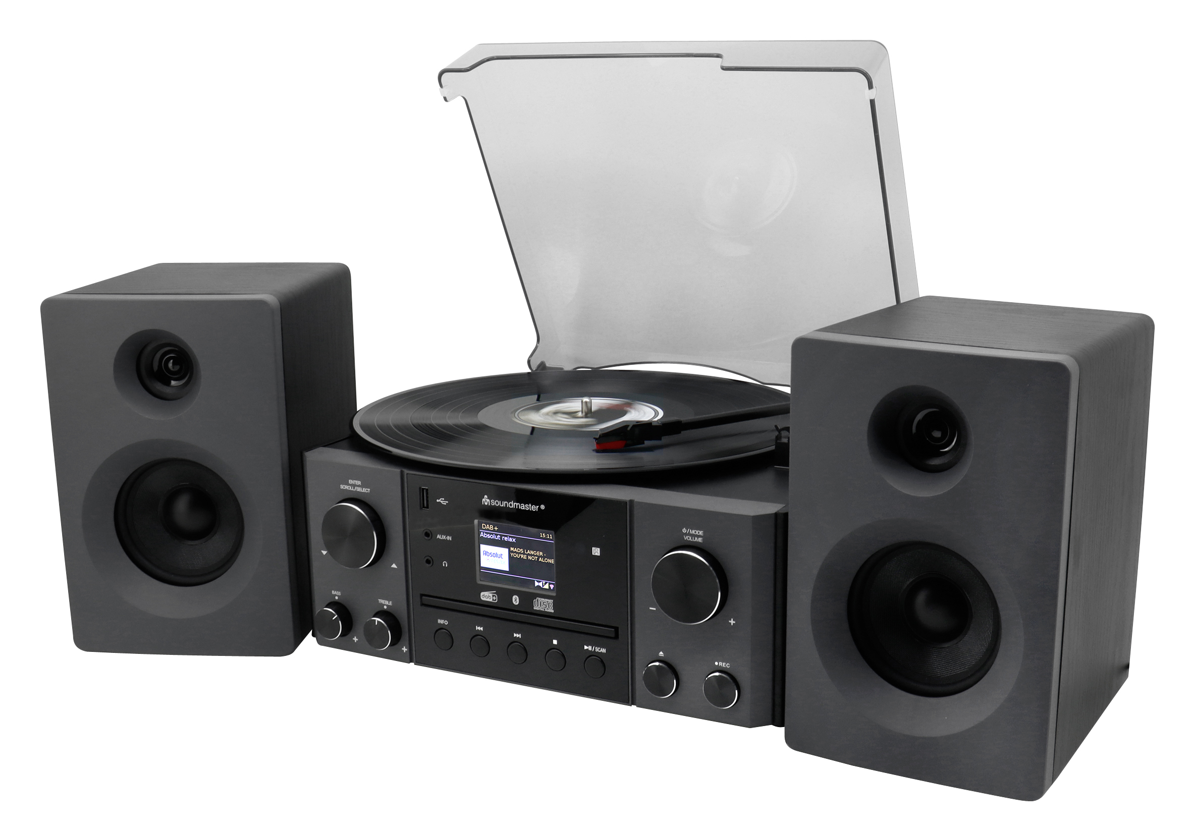 Stereo-Musikcenter mit DAB+/UKW Radio, CD/MP3, Plattenspieler, USB, Bluetooth®, Encoding