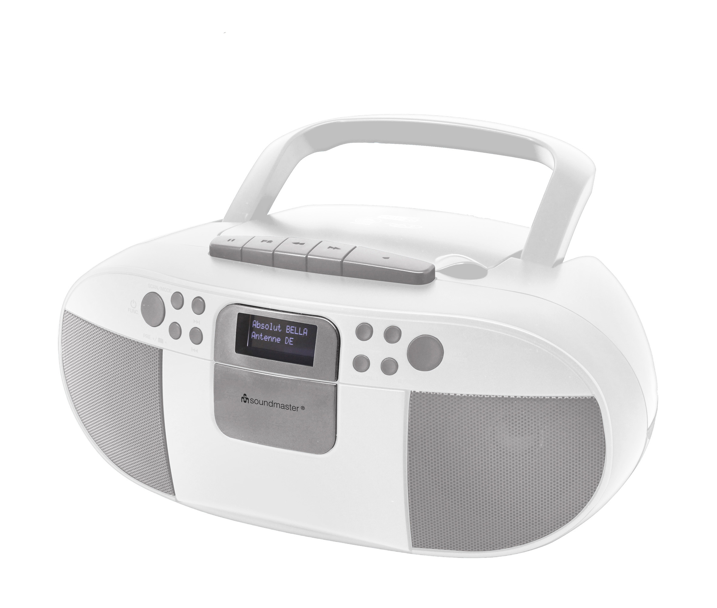 CD/MP3 Boombox mit DAB+/UKW Radio, Kassettenspieler, USB