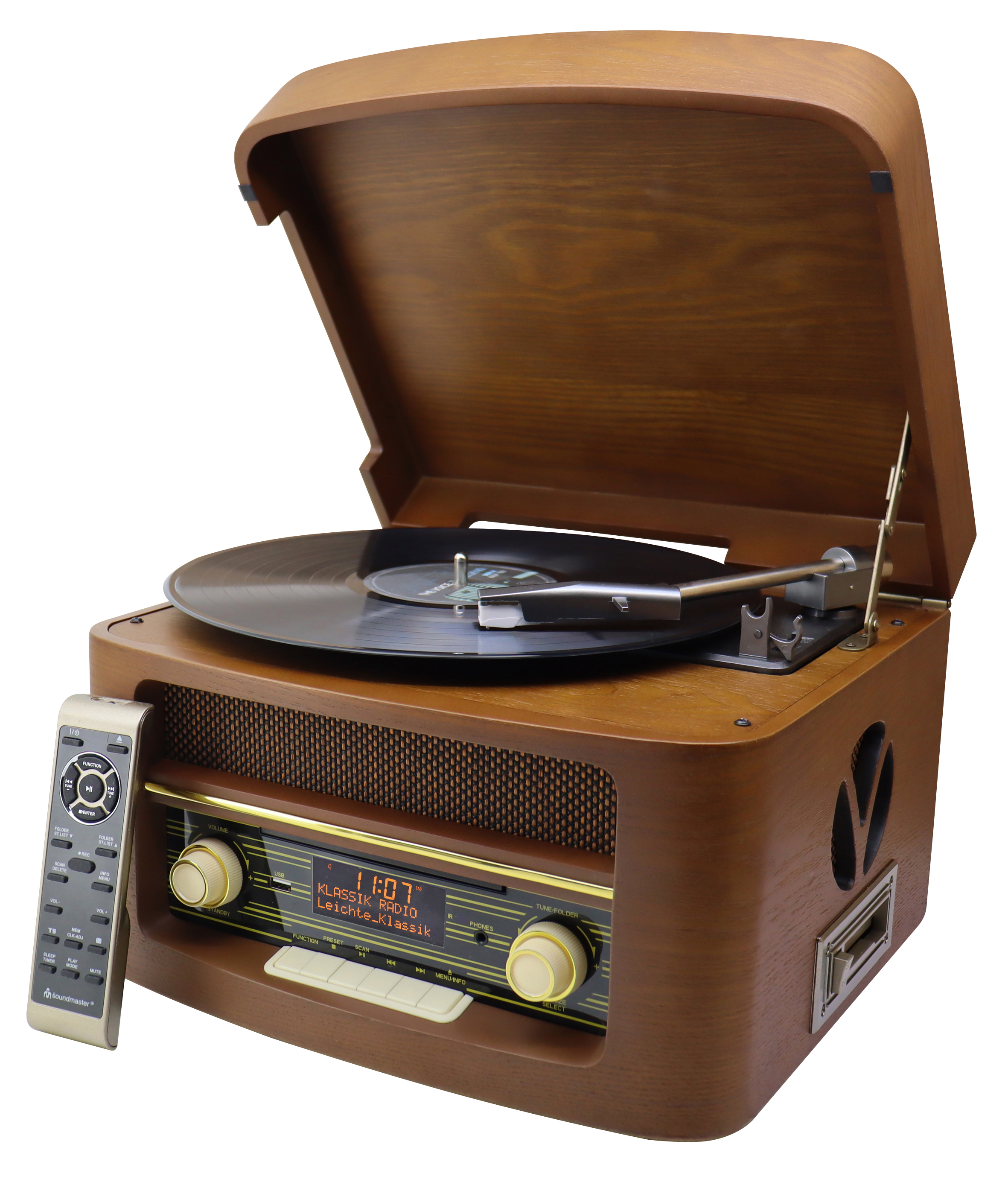 Nostalgic stereo system with DAB+/FM radio, turntable, CD/MP3, USB, encoding, cassette, Bluetooth®