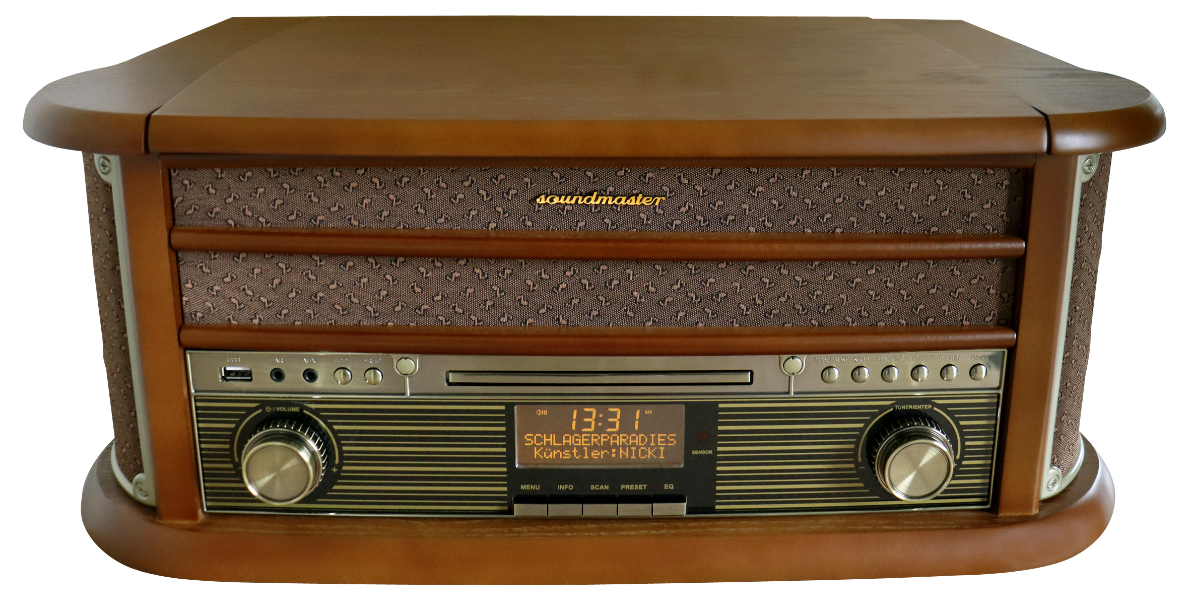 Nostalgic stereo system with DAB+/FM radio, turntable, CD/MP3, USB, encoding, cassette, Bluetooth®