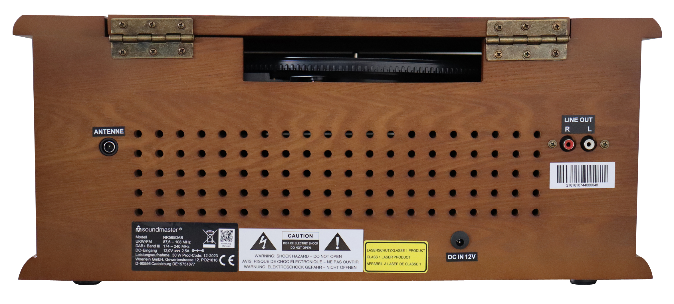Nostalgic stereo system with DAB+/FM radio, turntable, CD/MP3, USB, encoding, cassette, Bluetooth®