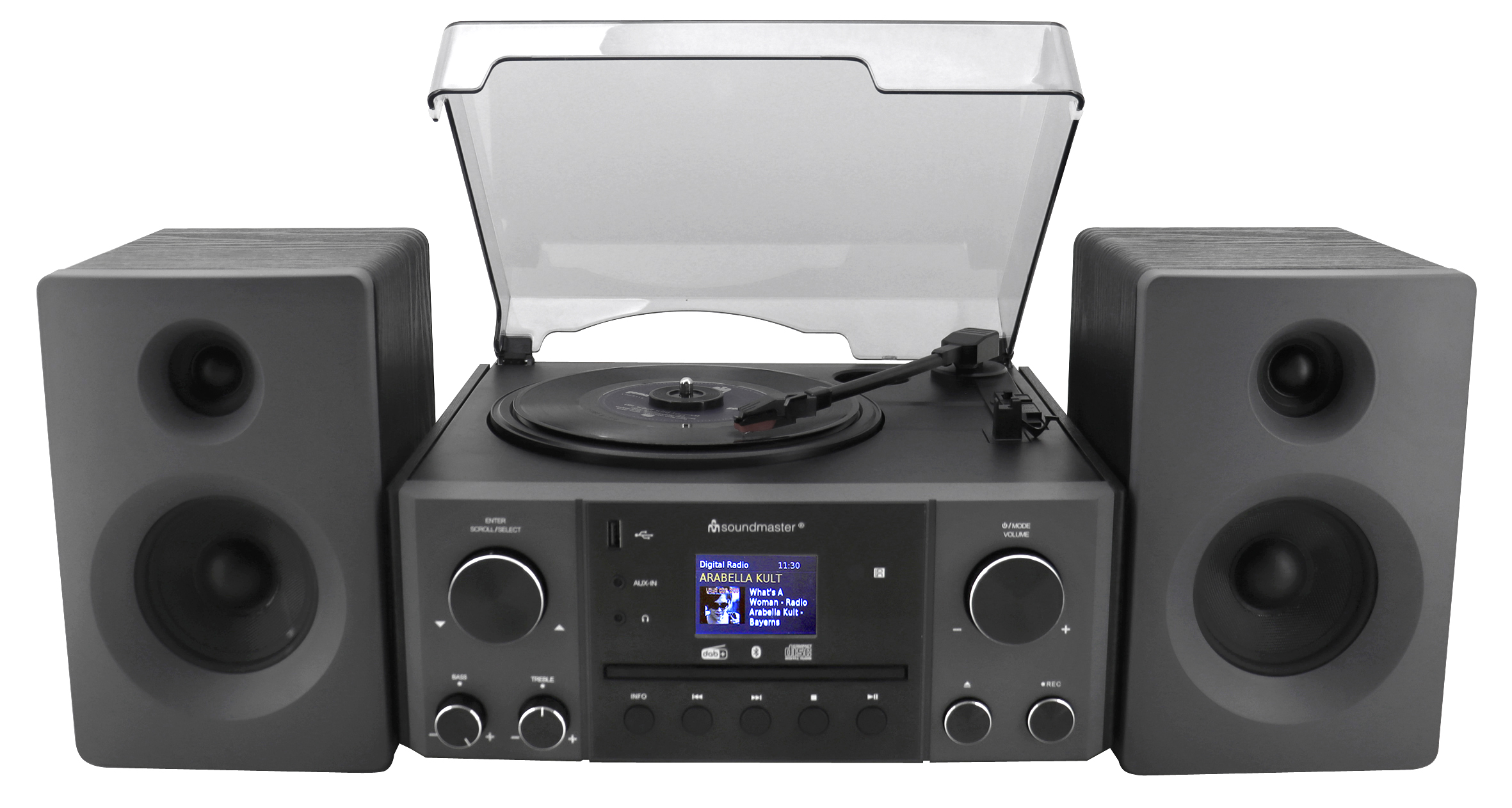 Stereo-Musikcenter mit DAB+/UKW Radio, CD/MP3, Plattenspieler, USB, Bluetooth®, Encoding