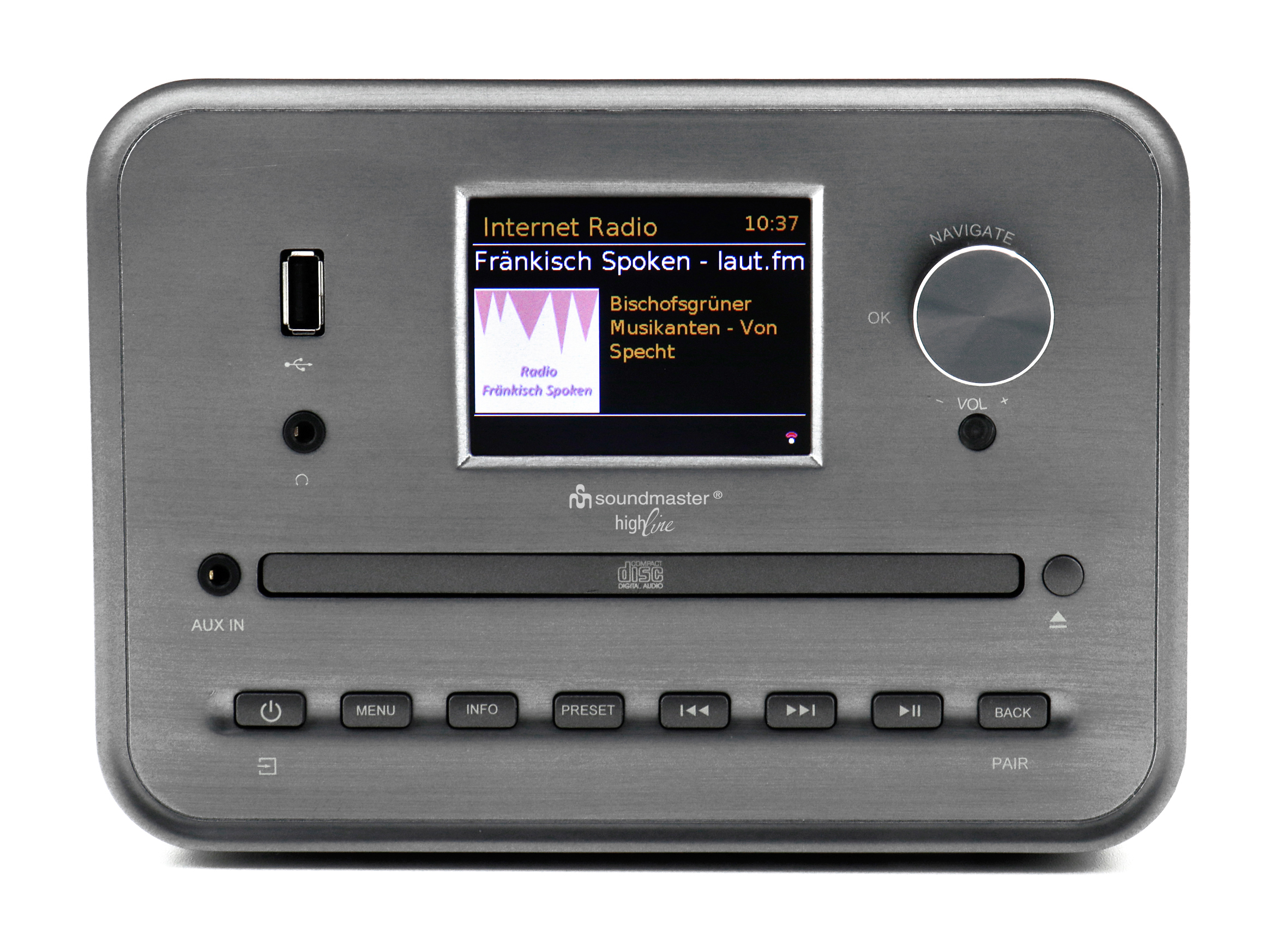 Stereo Musikcenter mit WLAN-Internet/DAB+/UKW-Radio, CD/MP3, USB, Bluetooth®, APP-Steuerung