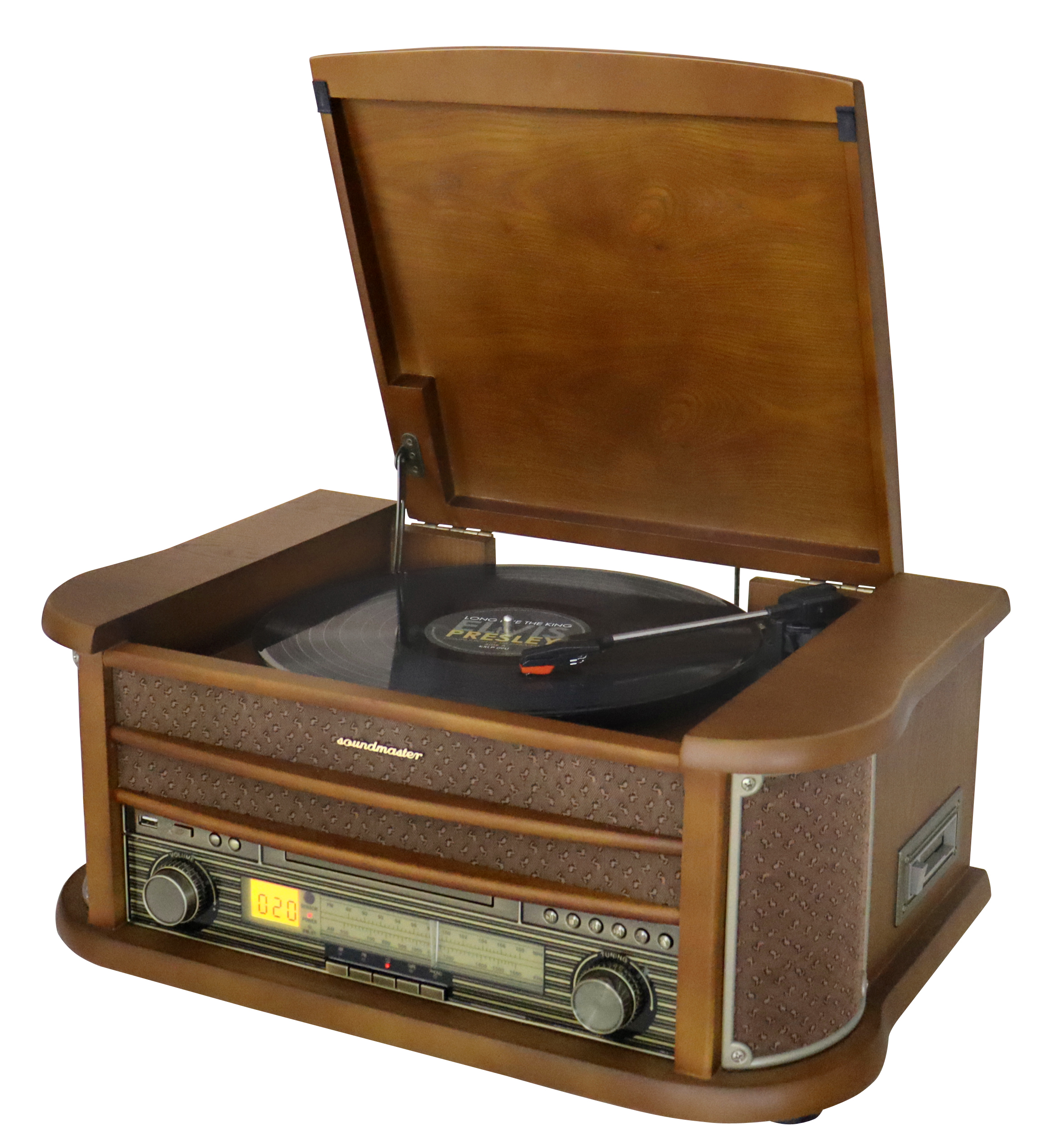 Nostalgic stereo system with FM radio, turntable, CD/MP3, USB, encoding, cassette, Bluetooth®