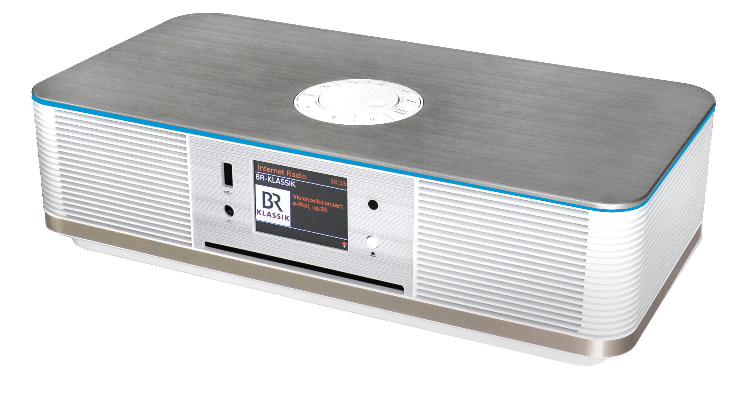 Stereo music centre with WLAN-internet/DAB+/FM-radio, CD/MP3, USB, Bluetooth®, LED ambient lighting, APP control