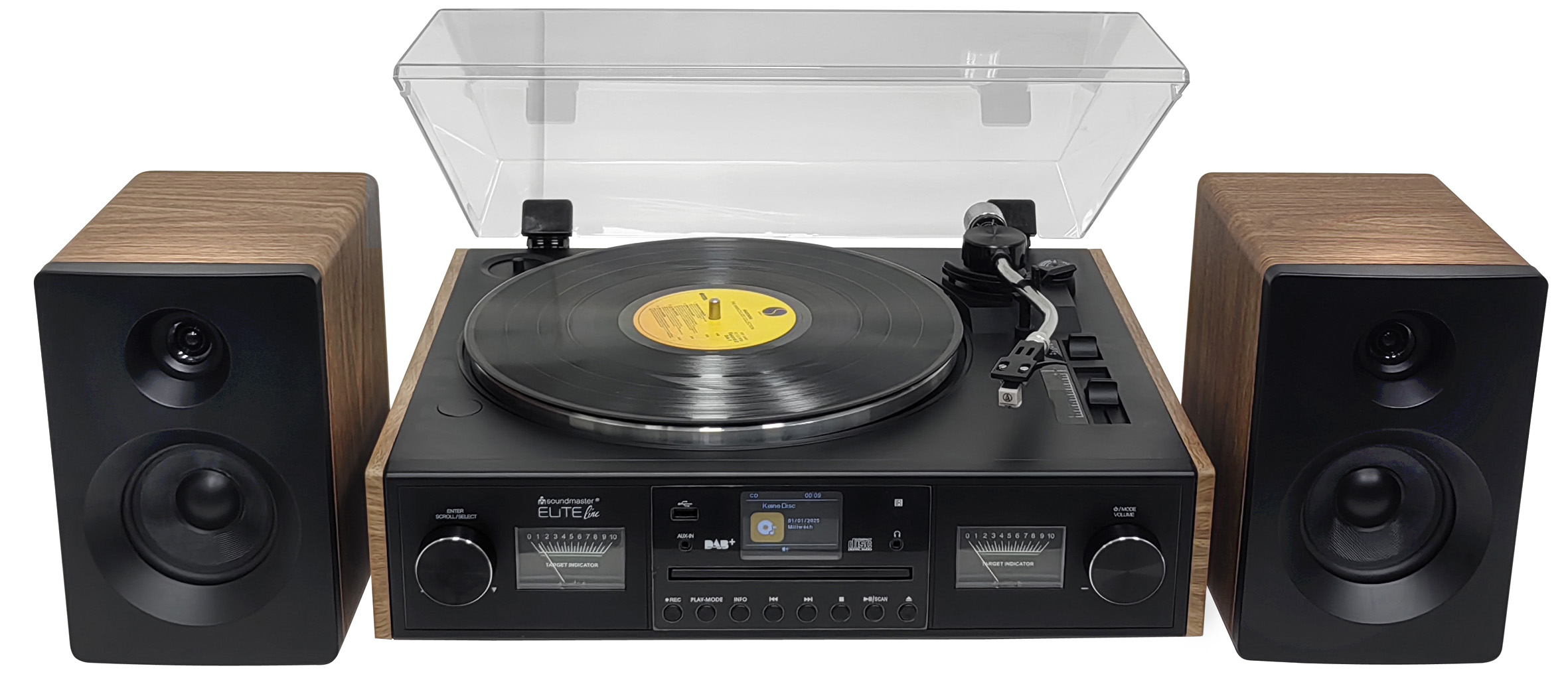 Retro HiFi Anlage mit Plattenspieler, DAB+/UKW Radio, CD/MP3, USB, Bluetooth®