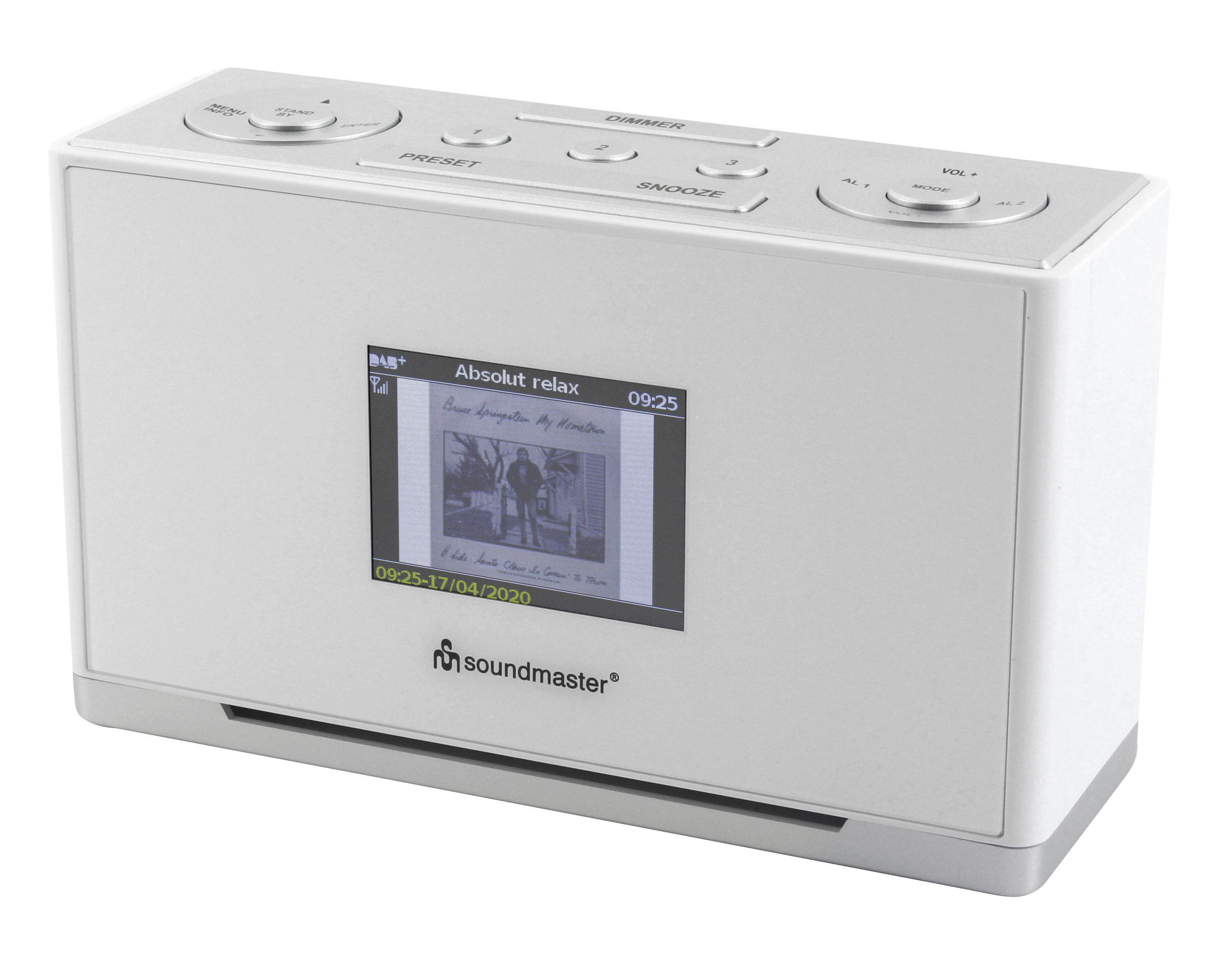 DAB+/FM-clock radio with preset buttons