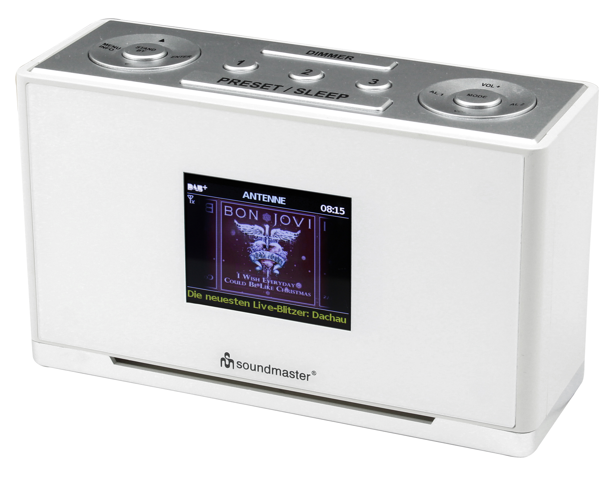DAB+/FM-clock radio with preset buttons