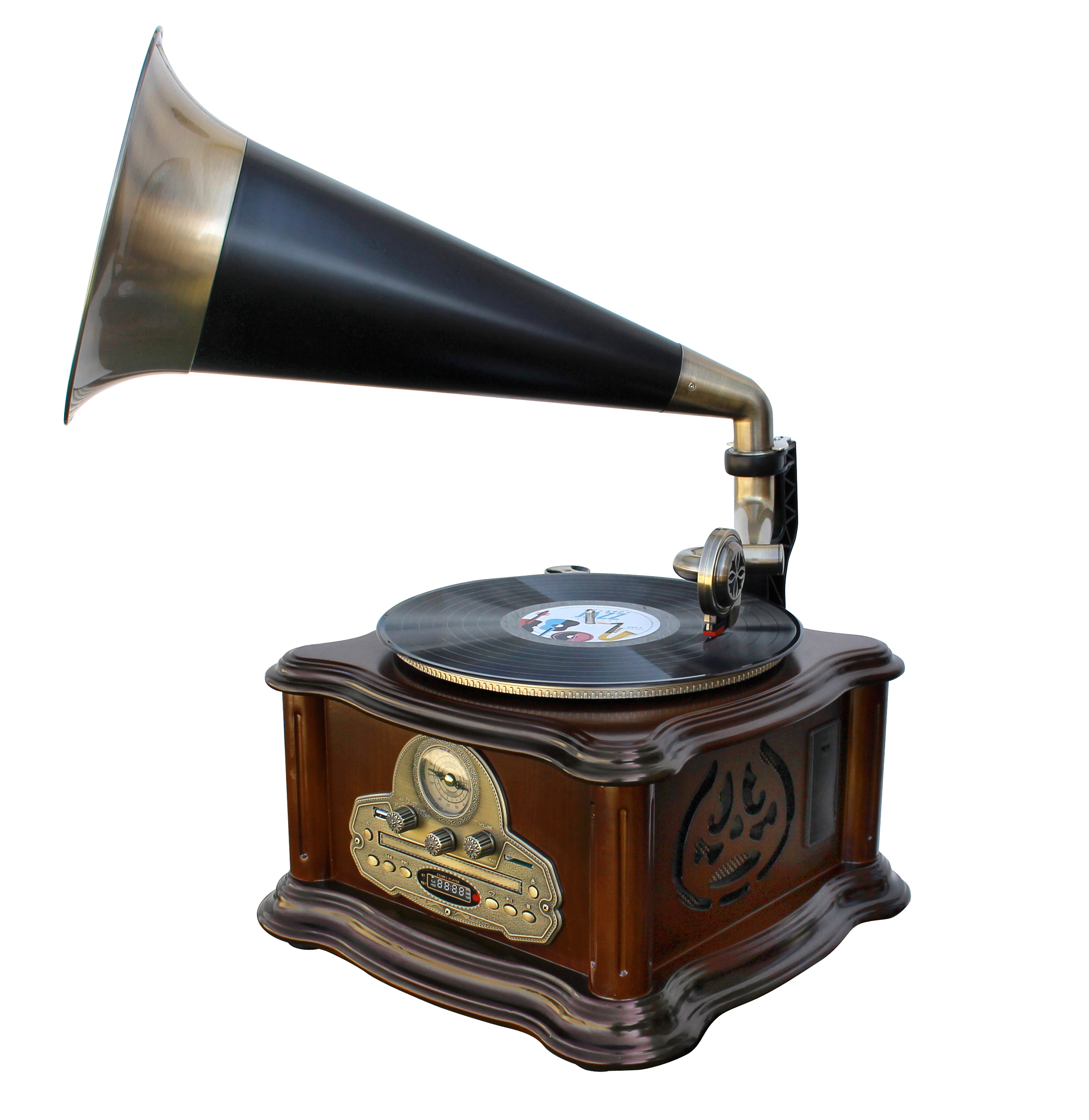 Stereo gramophone with FM/AM radio, CD/MP3, USB/SD, Bluetooth®, cassette player, encoding