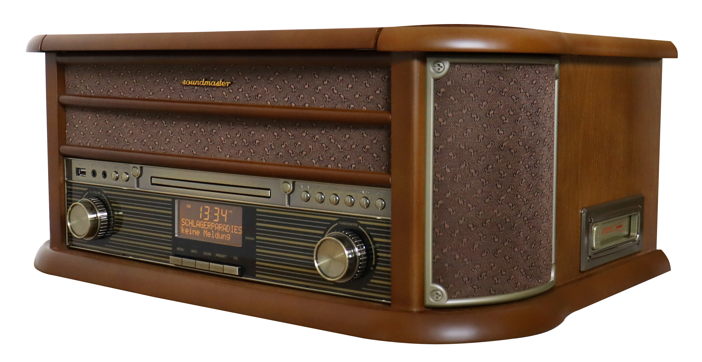 Nostalgic stereo system with DAB+/FM radio, turntable, CD/MP3, USB, encoding, cassette, Bluetooth®