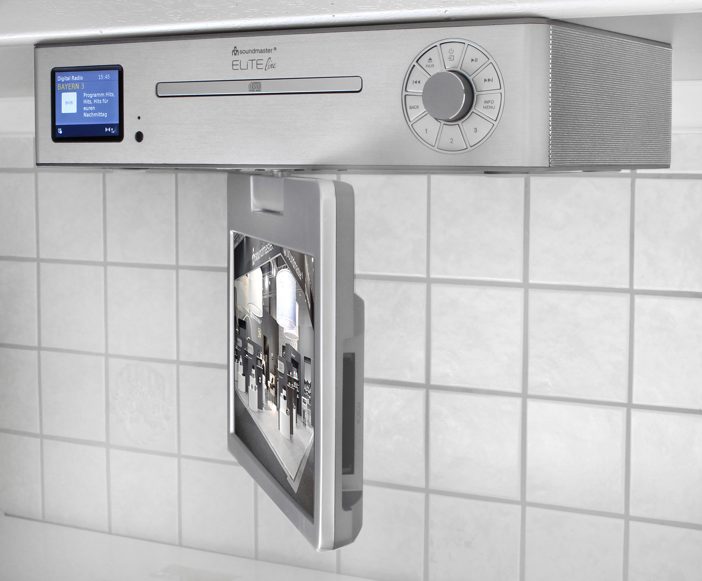 Kitchen under cabinet multi media centre with TV (10,1” – DVB-T2/C), DAB+/FM radio, CD/MP3, USB, Bluetooth®
