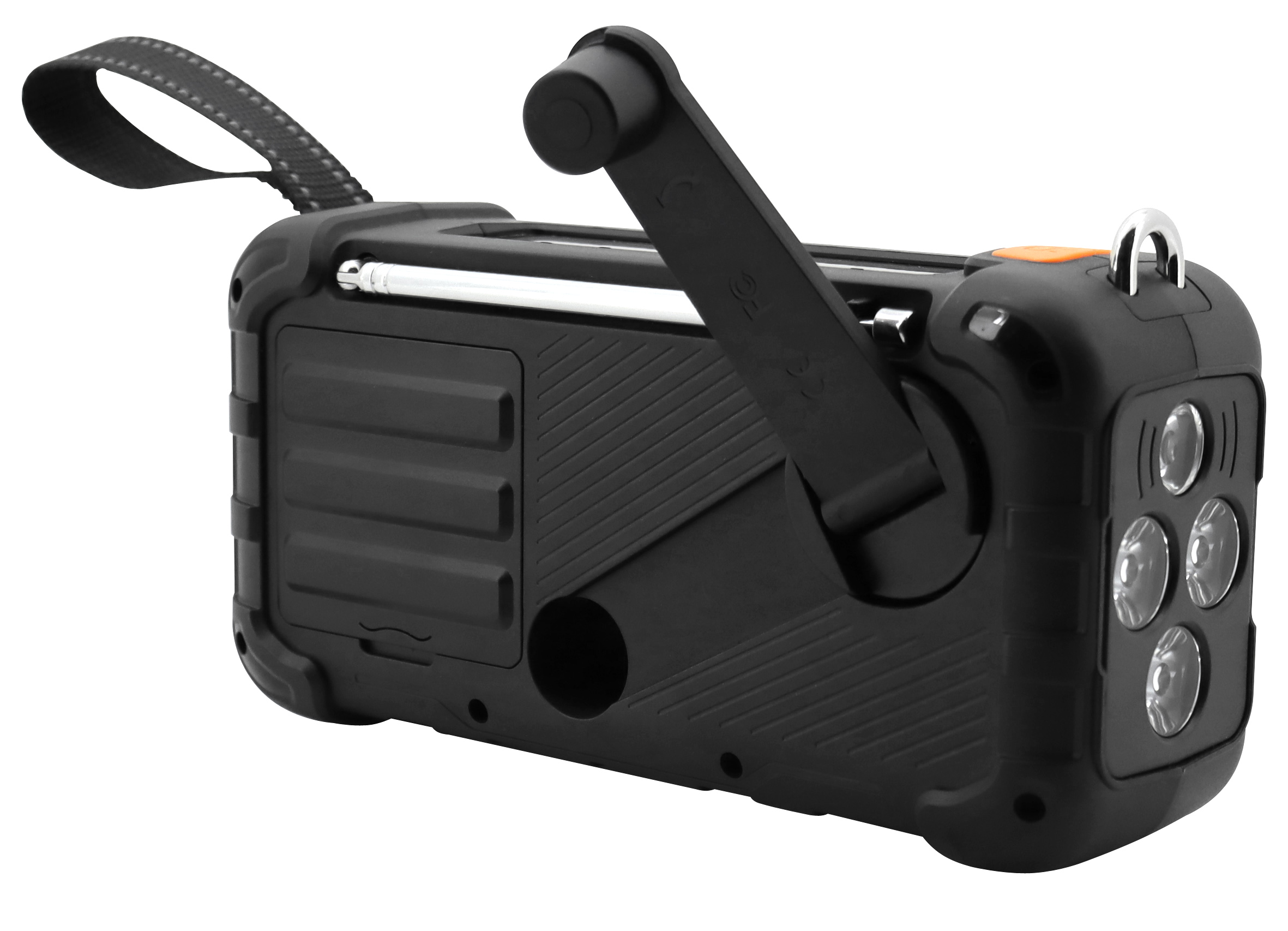 DAB+/UKW emergency digital radio with built-in Li-Ion battery, solar panel/dynamo, LED lights and Bluetooth®