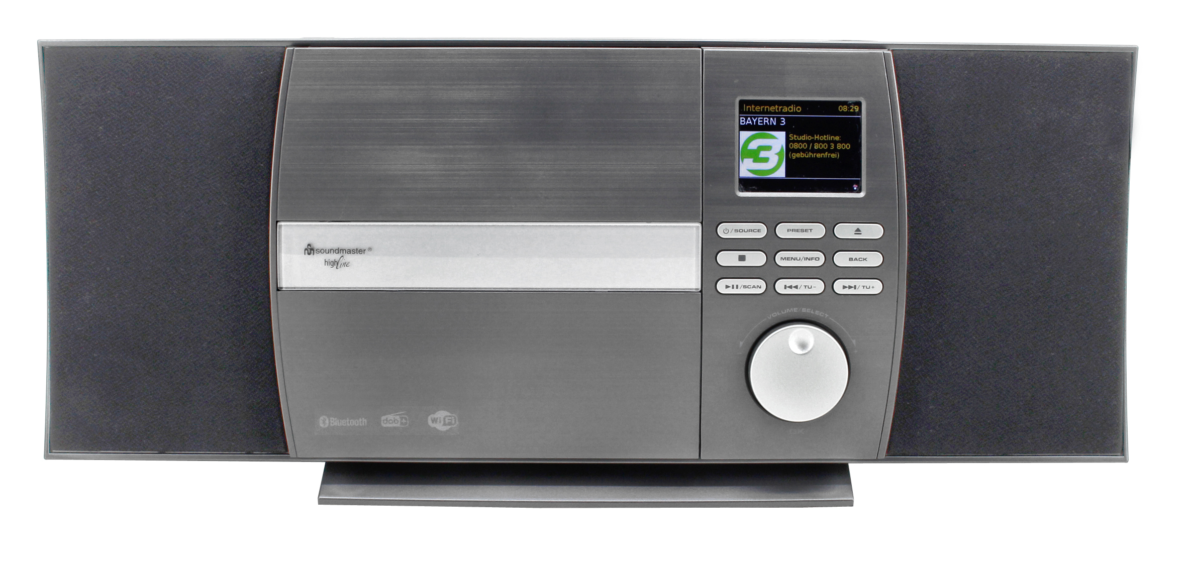 Stereo music centre with WLAN-internet/DAB+/FM-radio, CD/MP3, USB, Bluetooth®, APP control