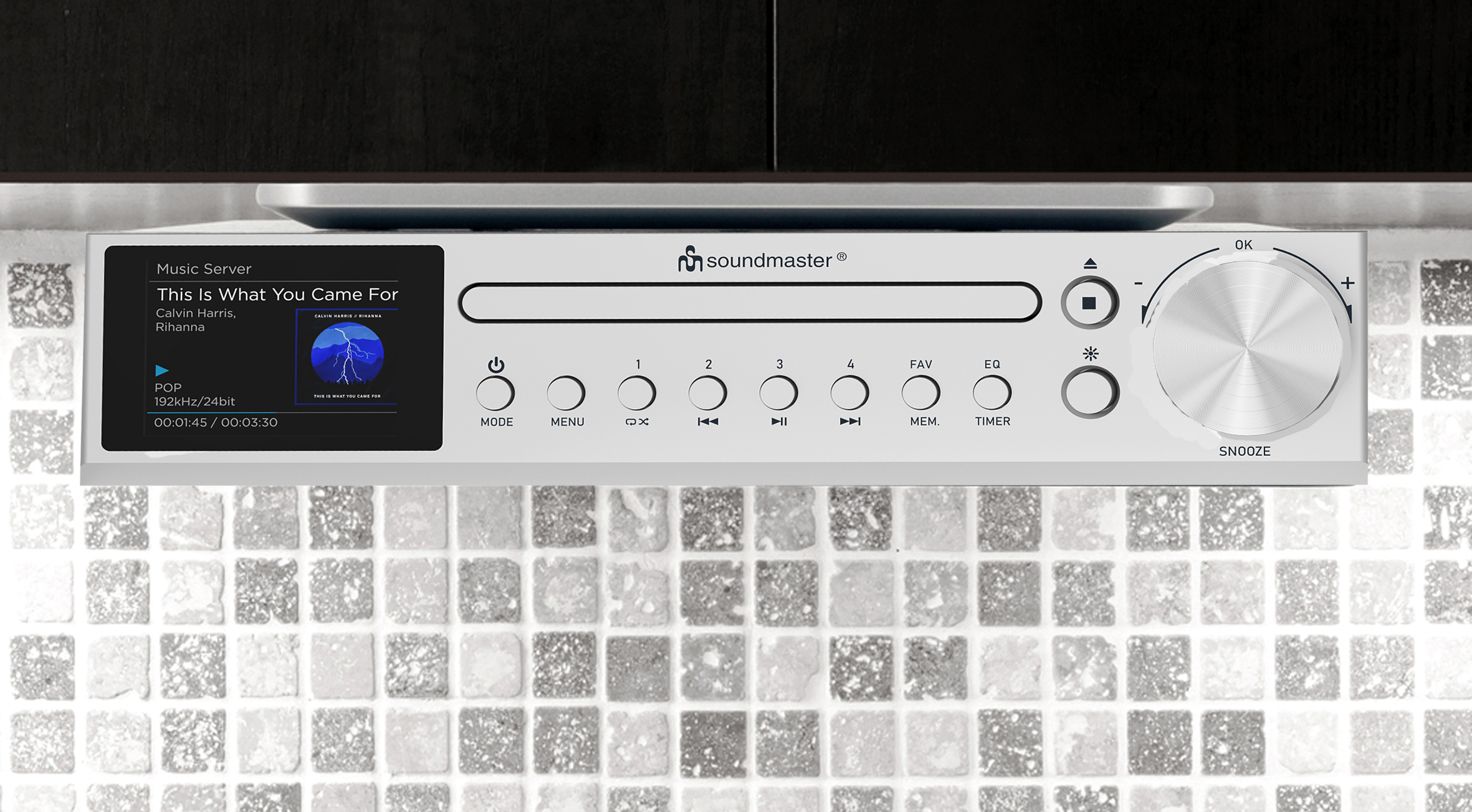 Kitchen under cabinet music centre with WLAN-internet/DAB+/FM-radio, CD/MP3, Bluetooth®