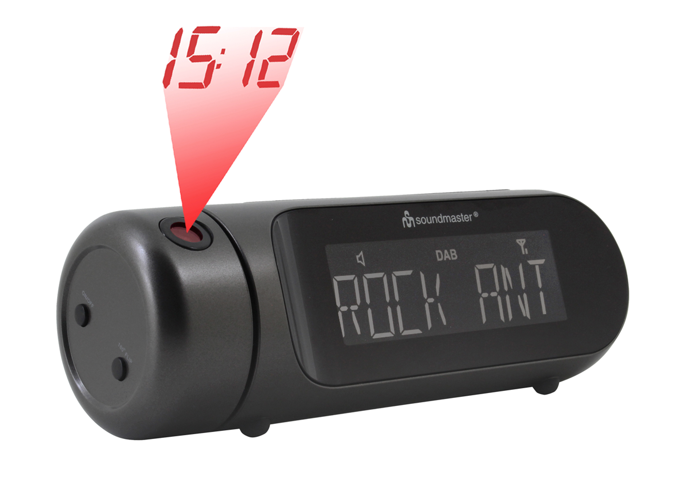 DAB+/FM clock radio with projection