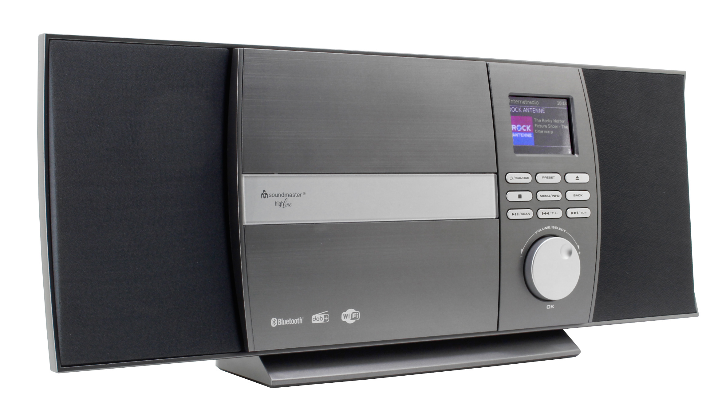 Stereo music centre with WLAN-internet/DAB+/FM-radio, CD/MP3, USB, Bluetooth®, APP control
