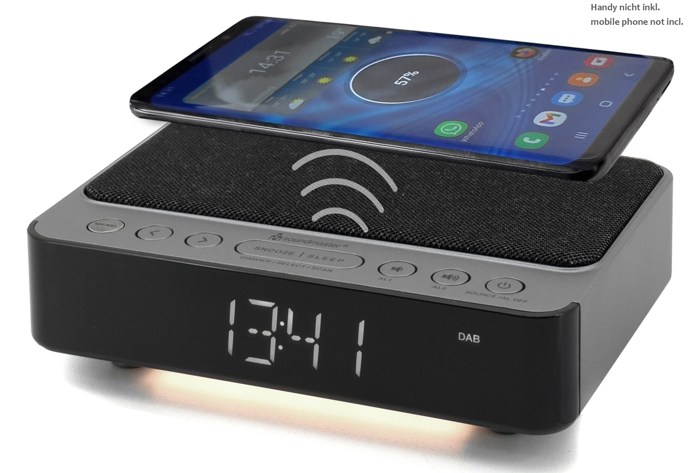 DAB+/FM clock radio with wireless charging function