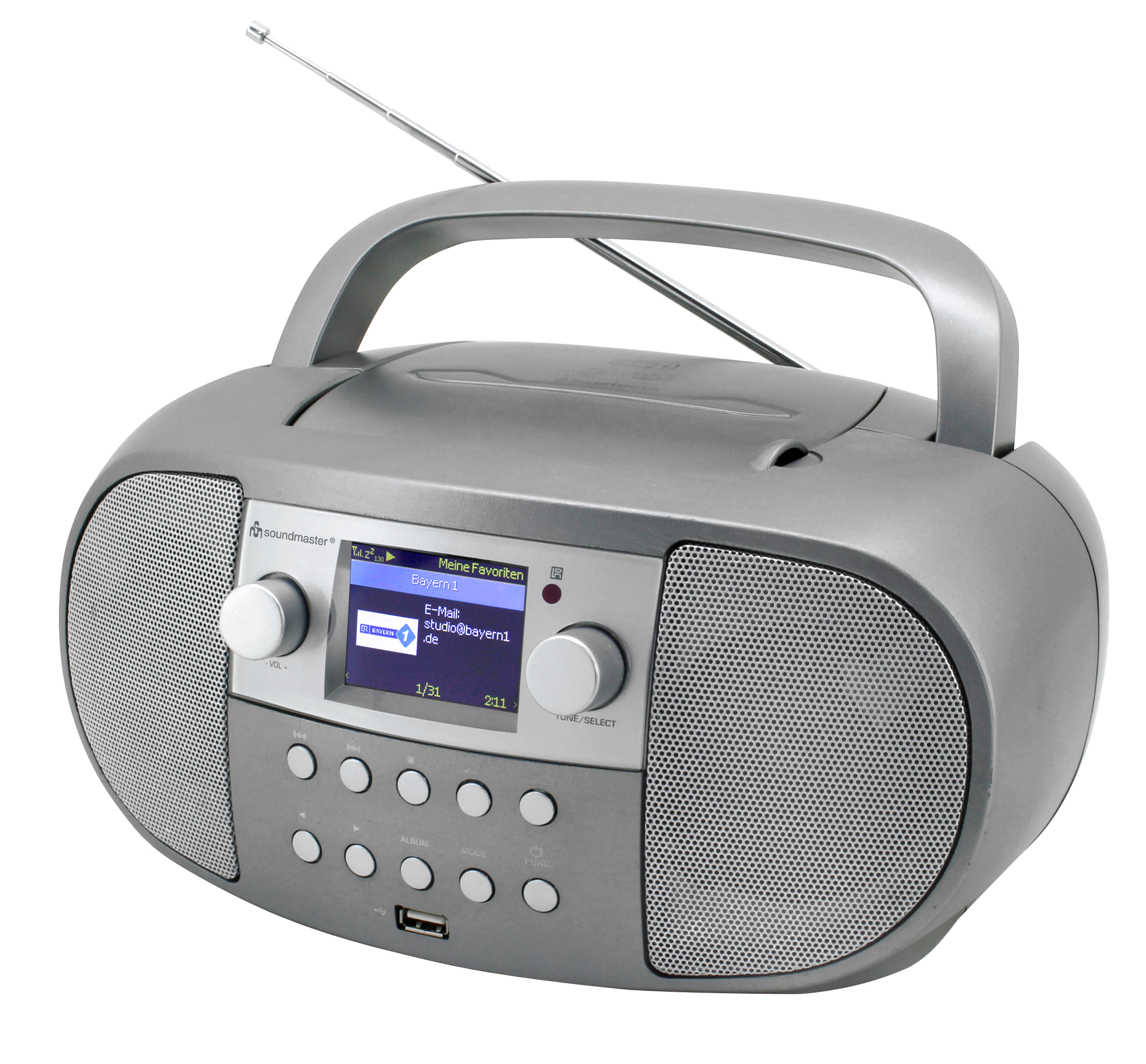 CD/MP3 Boombox mit WLAN-Internet/DAB+/UKW-Radio, USB, Bluetooth®