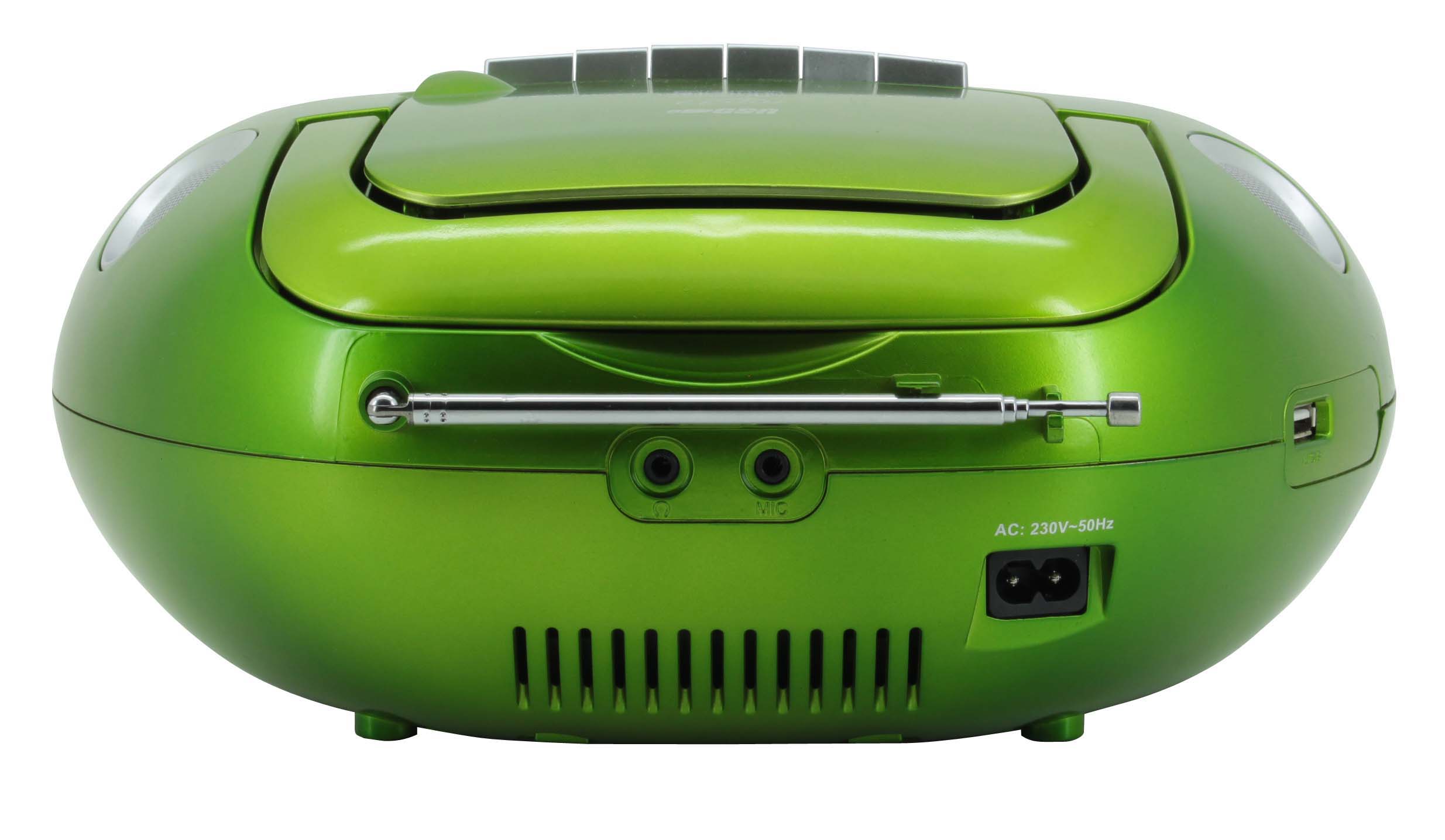 CD/MP3 Boombox with cassette recorder, FM-PLL radio, USB, light effects, sing-a-long function