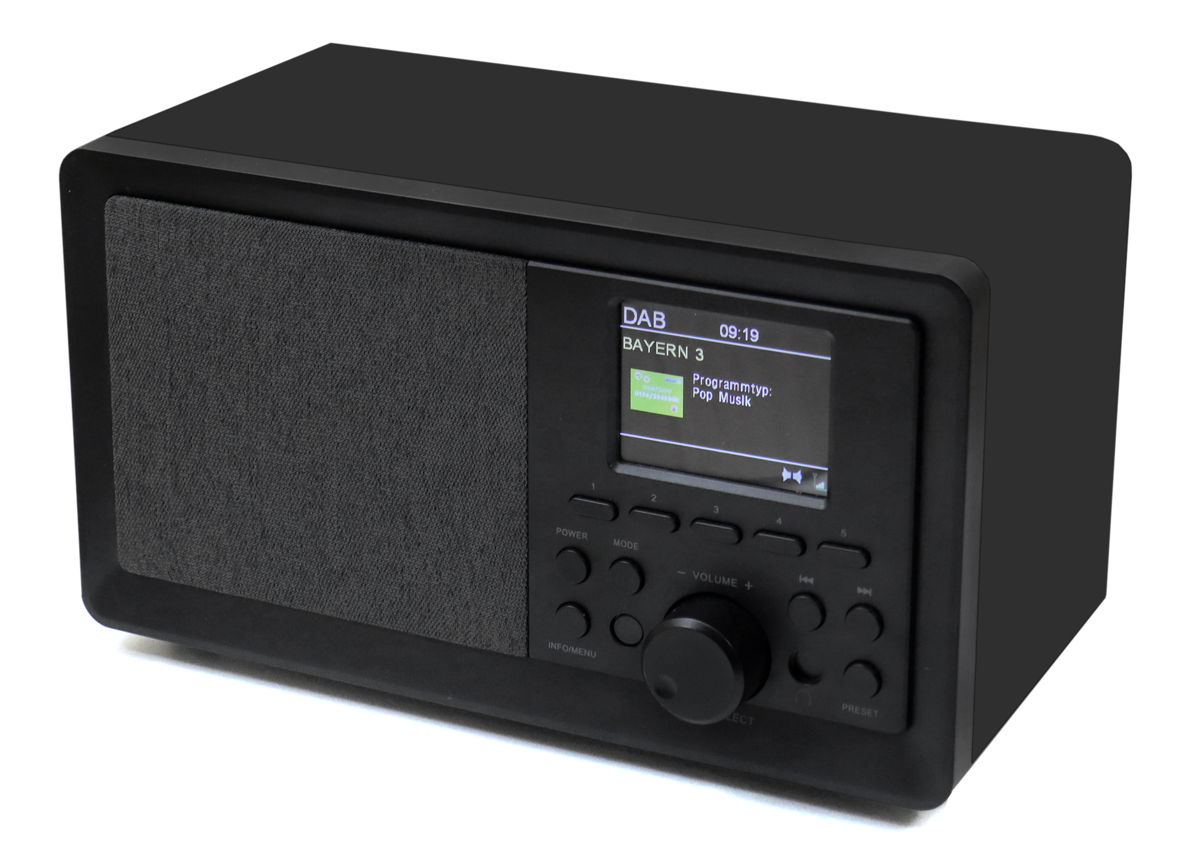 DAB+/FM-RDS radio with colour display, preset buttons