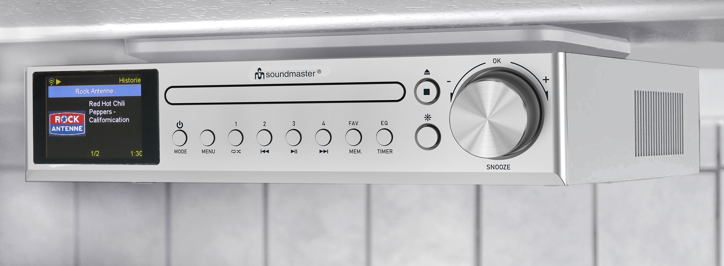 Kitchen under cabinet music centre with WLAN-internet/DAB+/FM-radio, CD/MP3, Bluetooth®