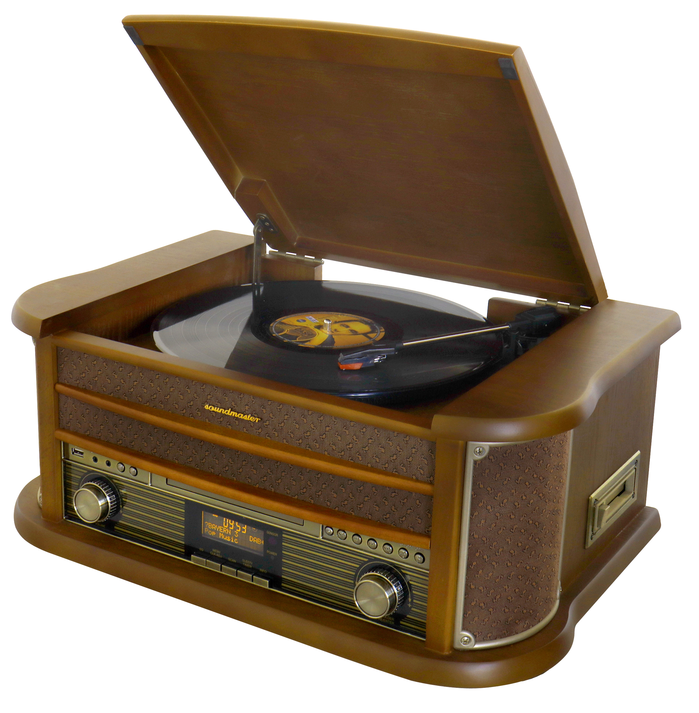Nostalgic stereo system with DAB+/FM radio, turntable, CD/MP3, USB, encoding, cassette, Bluetooth®