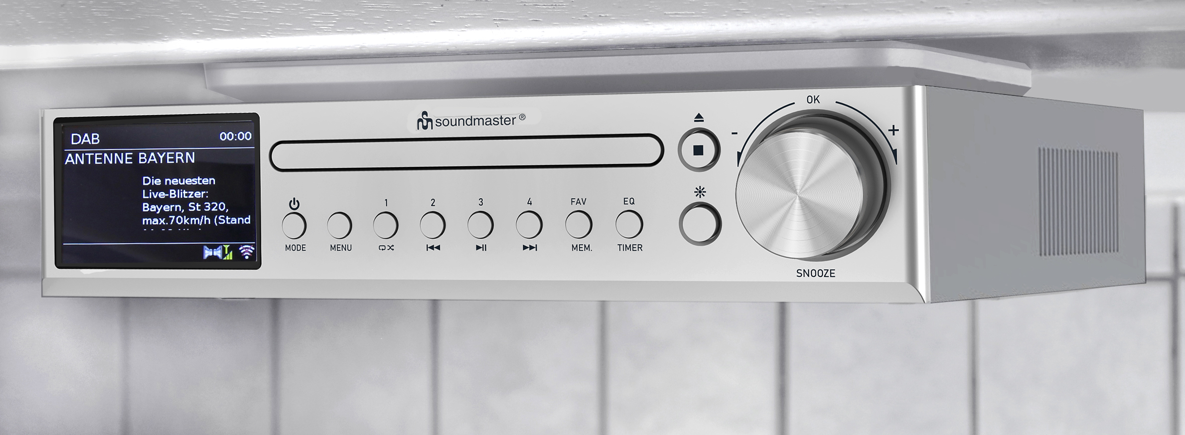 Kitchen under cabinet music centre with WLAN-internet/DAB+/FM-radio, CD/MP3, Bluetooth®