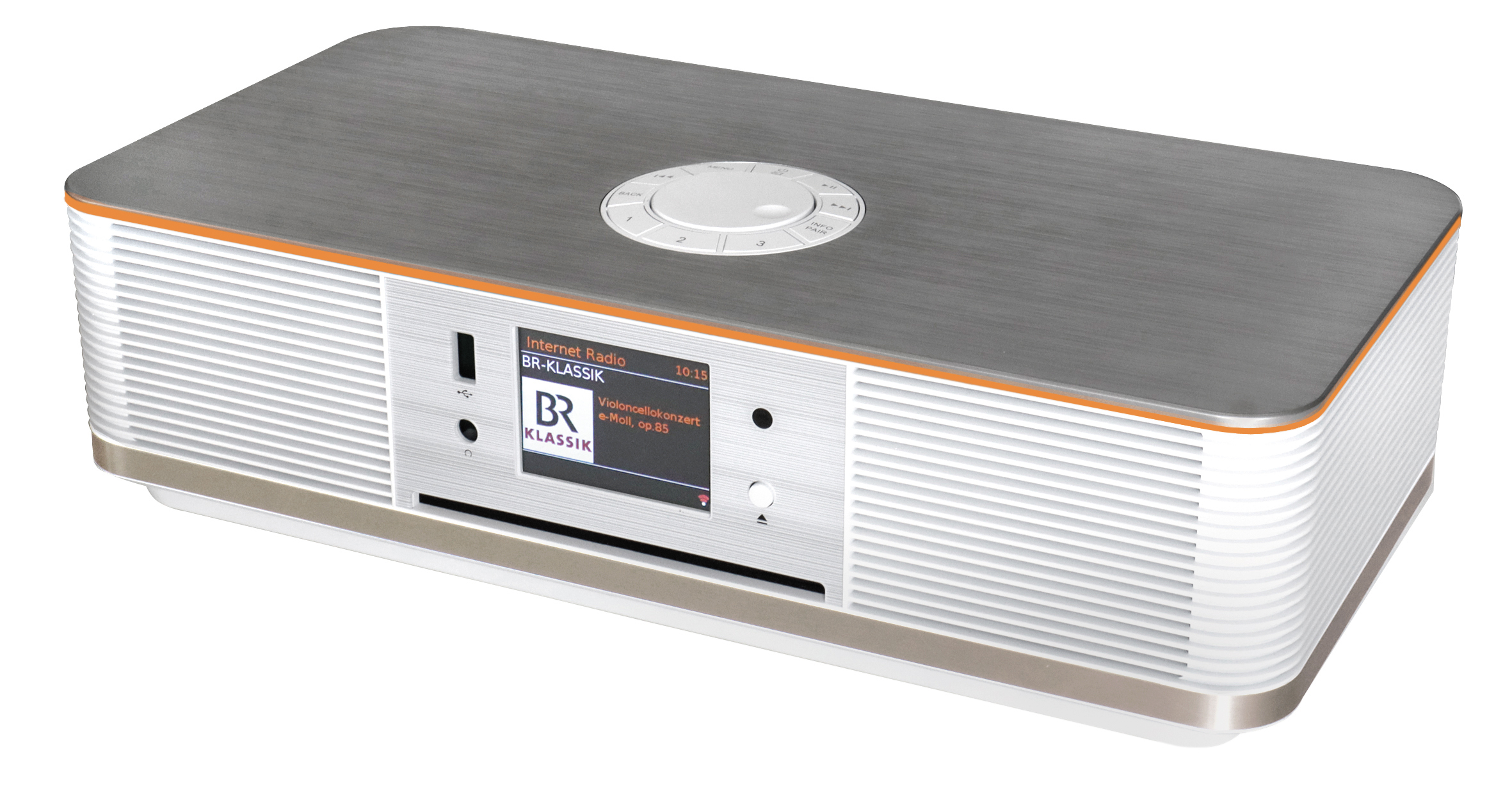 Stereo music centre with WLAN-internet/DAB+/FM-radio, CD/MP3, USB, Bluetooth®, LED ambient lighting, APP control
