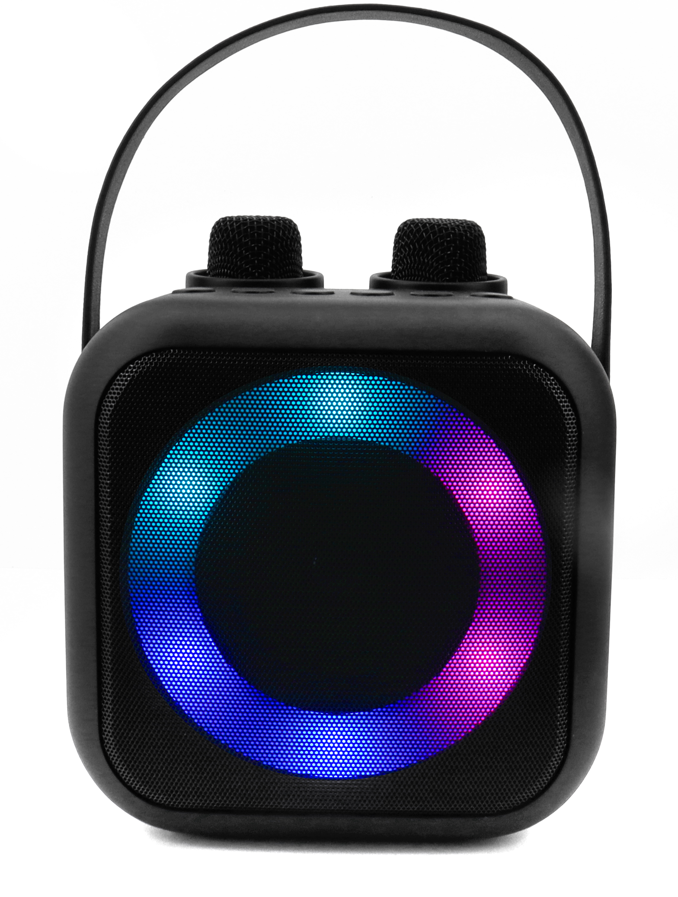 Portable Bluetooth® karaoke system with 2 Bluetooth® microphones & voice changer