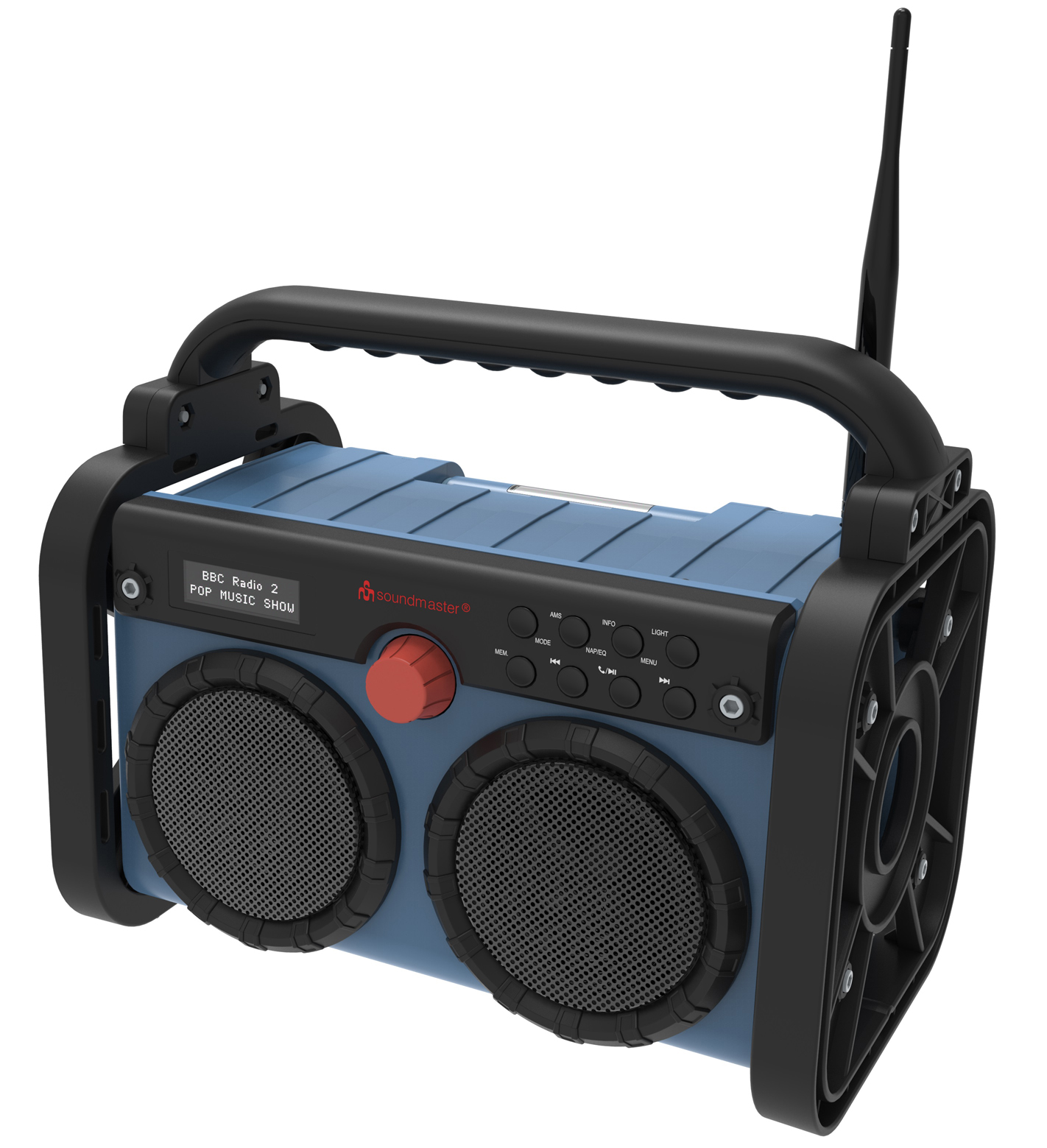 Stereo DAB+/UKW Baustellen-/Gartenradio mit Bluetooth®, LED-Arbeitsleuchte & Li-Ion Akku