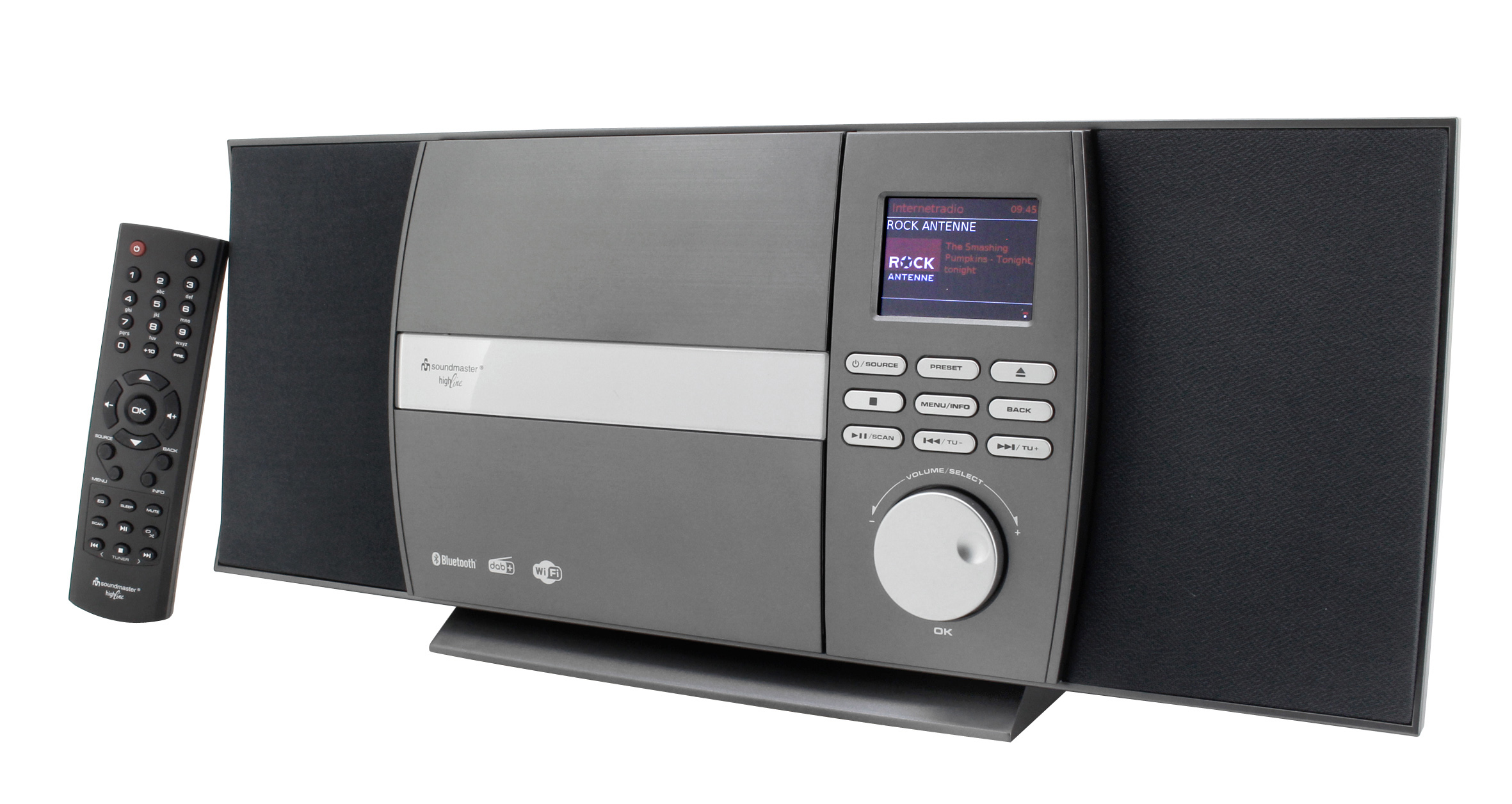 Stereo music centre with WLAN-internet/DAB+/FM-radio, CD/MP3, USB, Bluetooth®, APP control