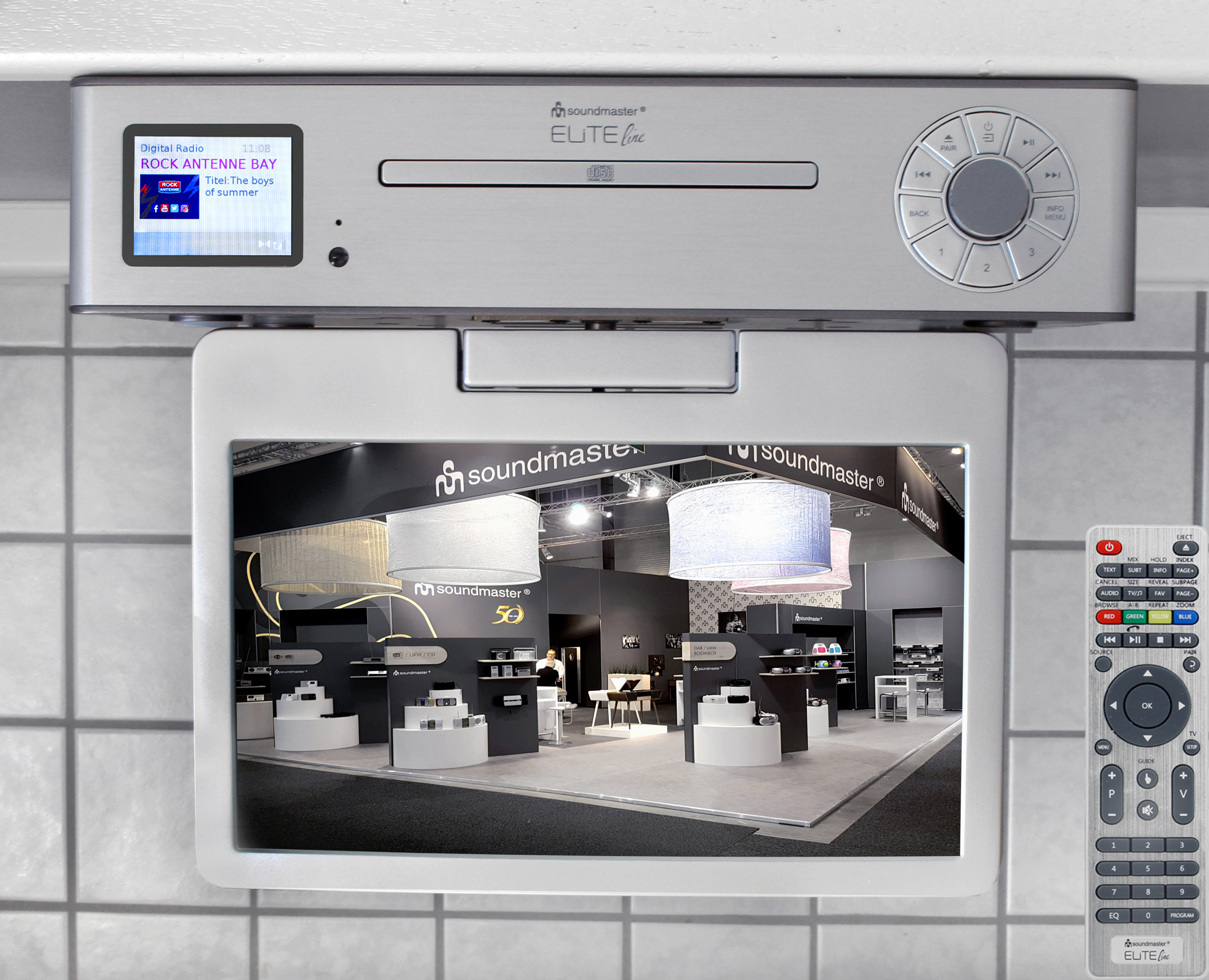Kitchen under cabinet multi media centre with TV (10,1” – DVB-T2/C), DAB+/FM radio, CD/MP3, USB, Bluetooth®