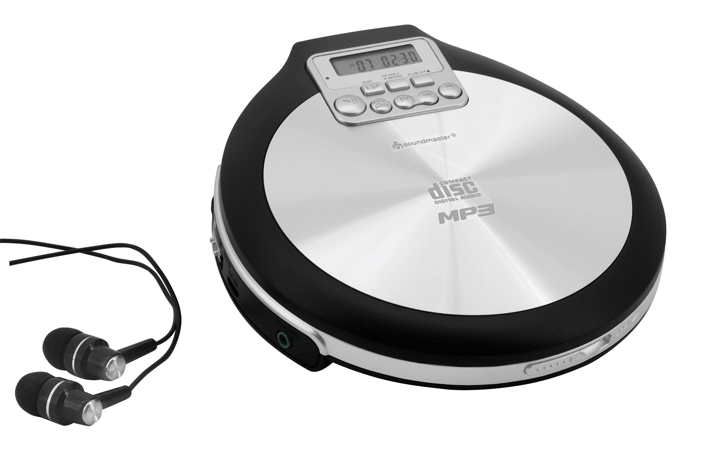 CD/MP3-player with battery charging and last track resume function