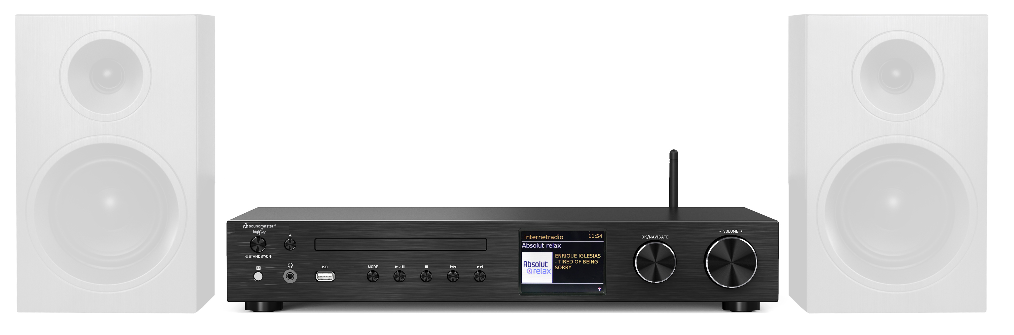 Multi audio system with 2 x 50 W RMS, WLAN/LAN-Internet/DAB+/FM-radio, CD/MP3, HDMI-ARC, USB, Bluetooth®, APP control