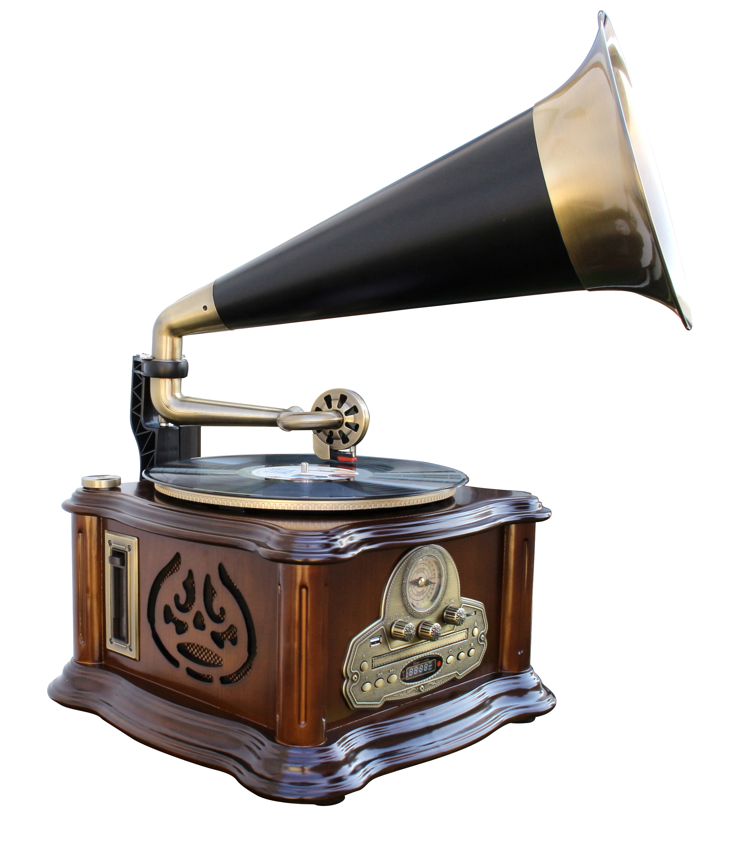 Stereo gramophone with FM/AM radio, CD/MP3, USB/SD, Bluetooth®, cassette player, encoding