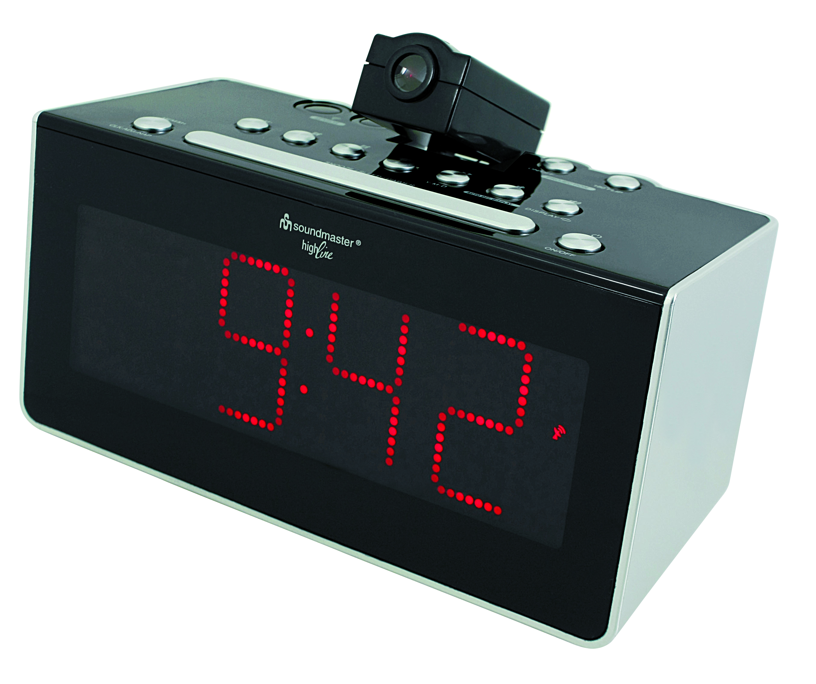 Jumbo LED radio-controlled clock radio with projection