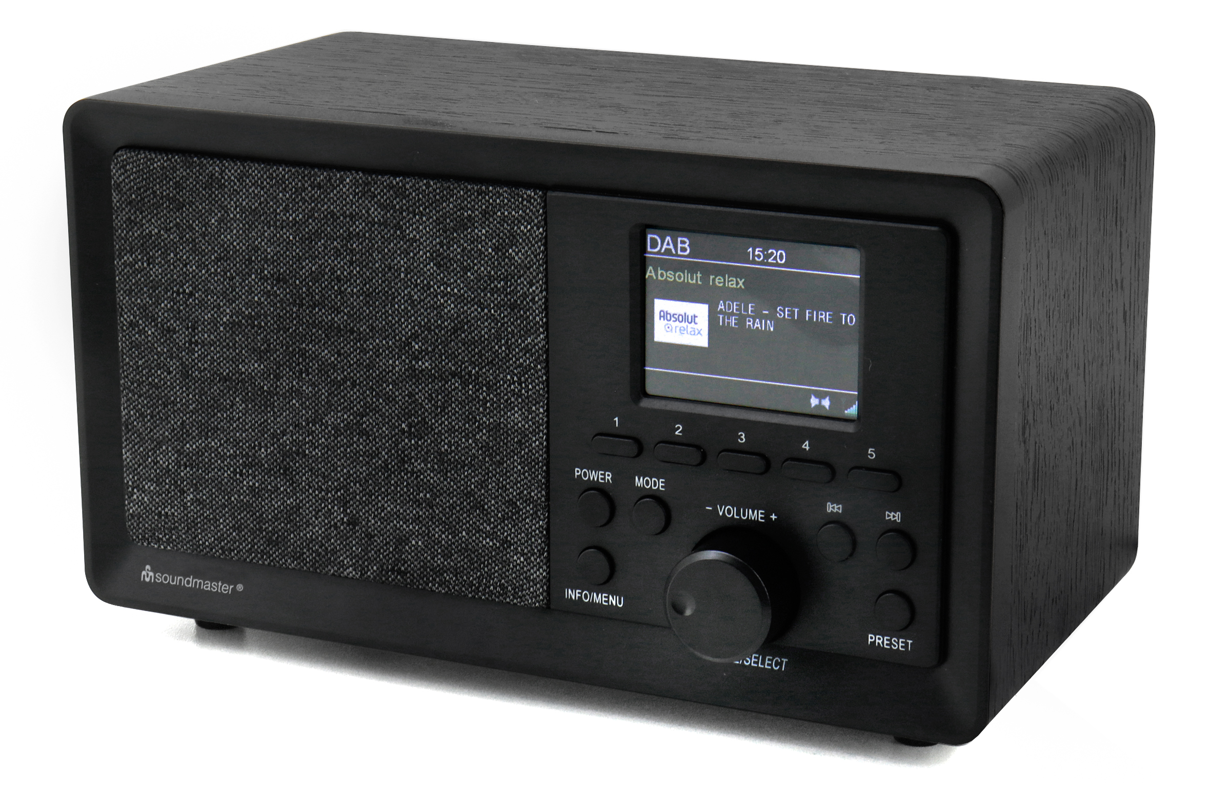 DAB+/FM-RDS radio with colour display, preset buttons