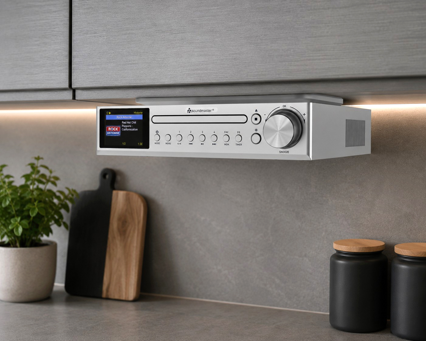 Kitchen under cabinet music centre with WLAN-internet/DAB+/FM-radio, CD/MP3, Bluetooth®