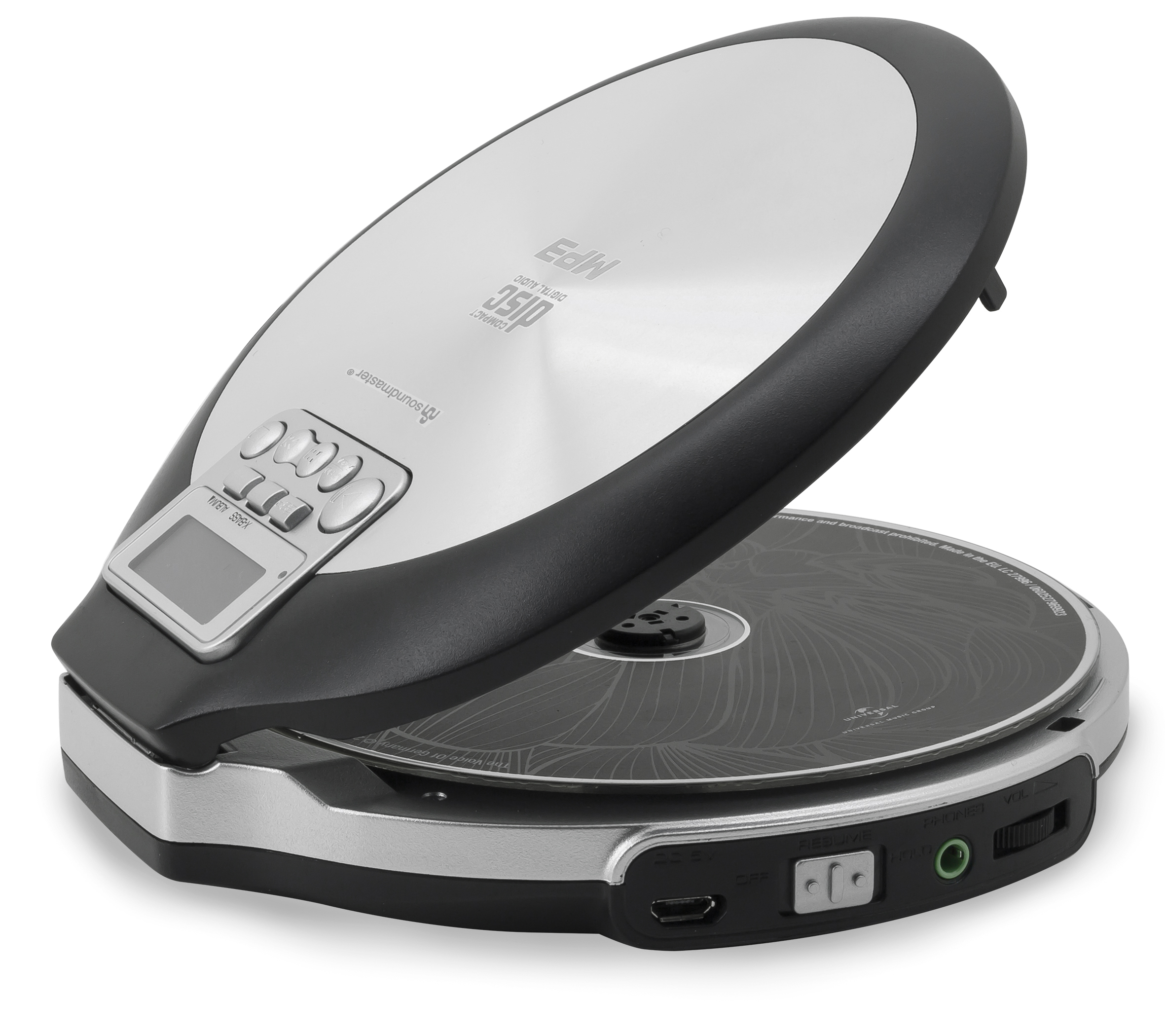 CD/MP3-player with battery charging and last track resume function