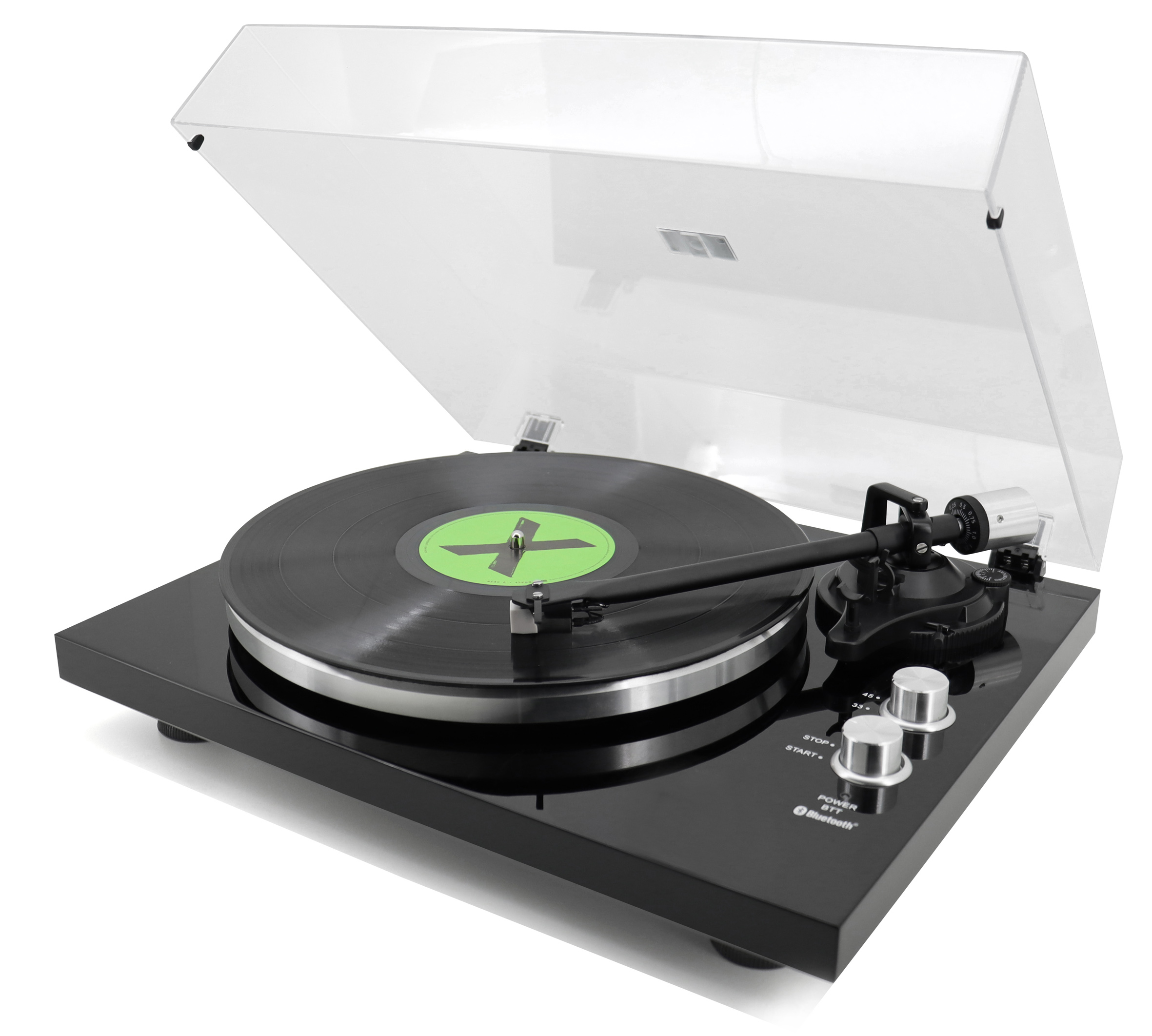 Turntable with magnet cartridge system, Bluetooth® transmission