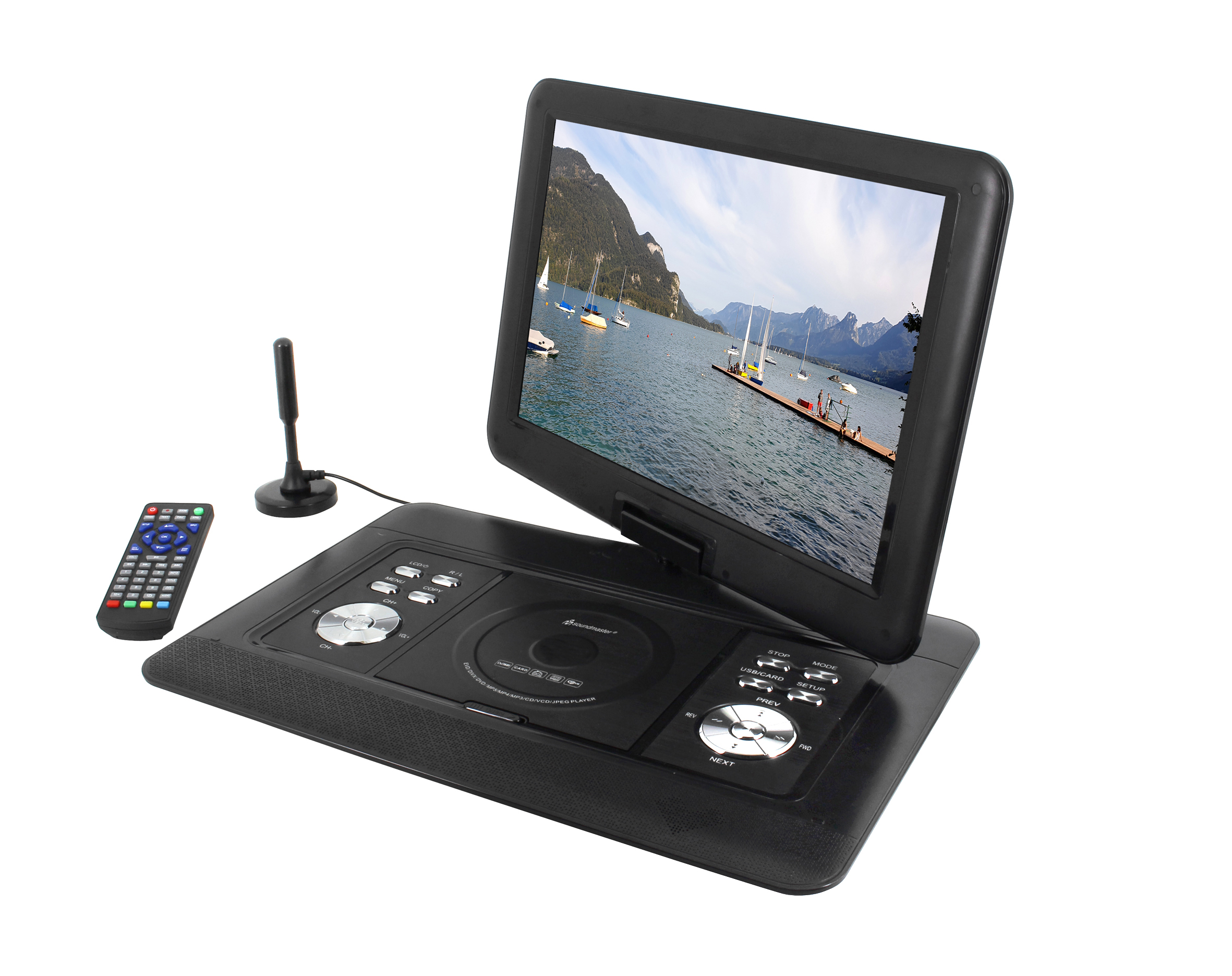 Portable DVD-player with DVB-T2 HD-tuner / 15.4" TFT screen