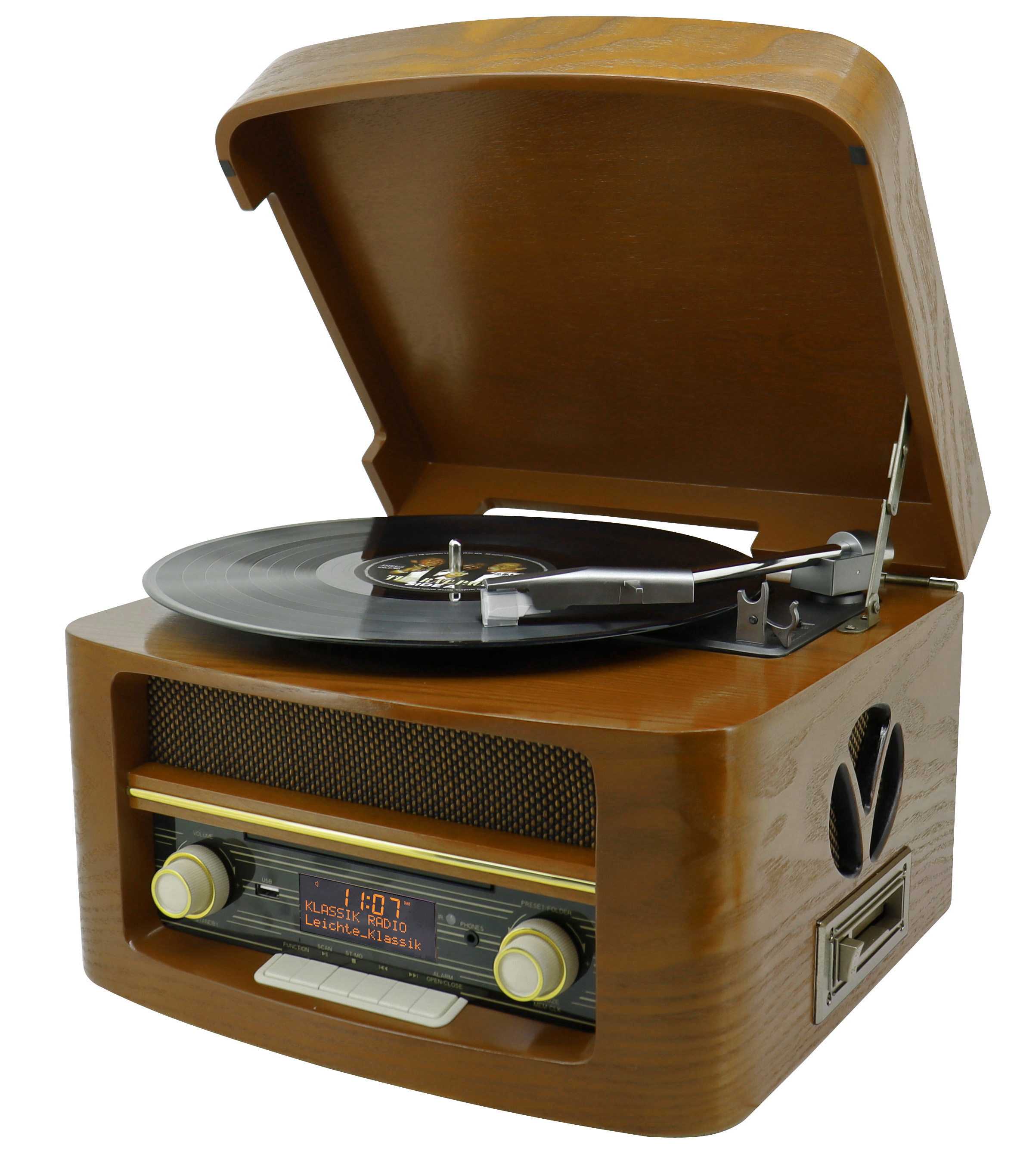 Nostalgic stereo system with DAB+/FM radio, turntable, CD/MP3, USB, encoding, cassette, Bluetooth®