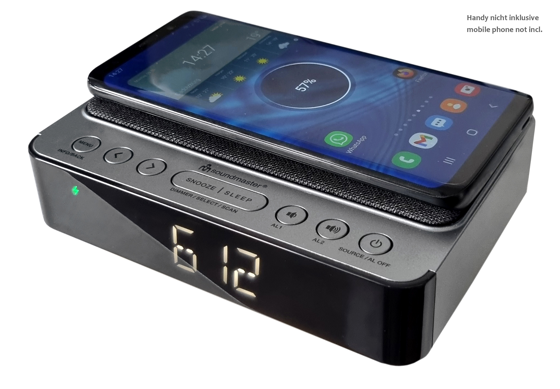 DAB+/FM clock radio with wireless charging function