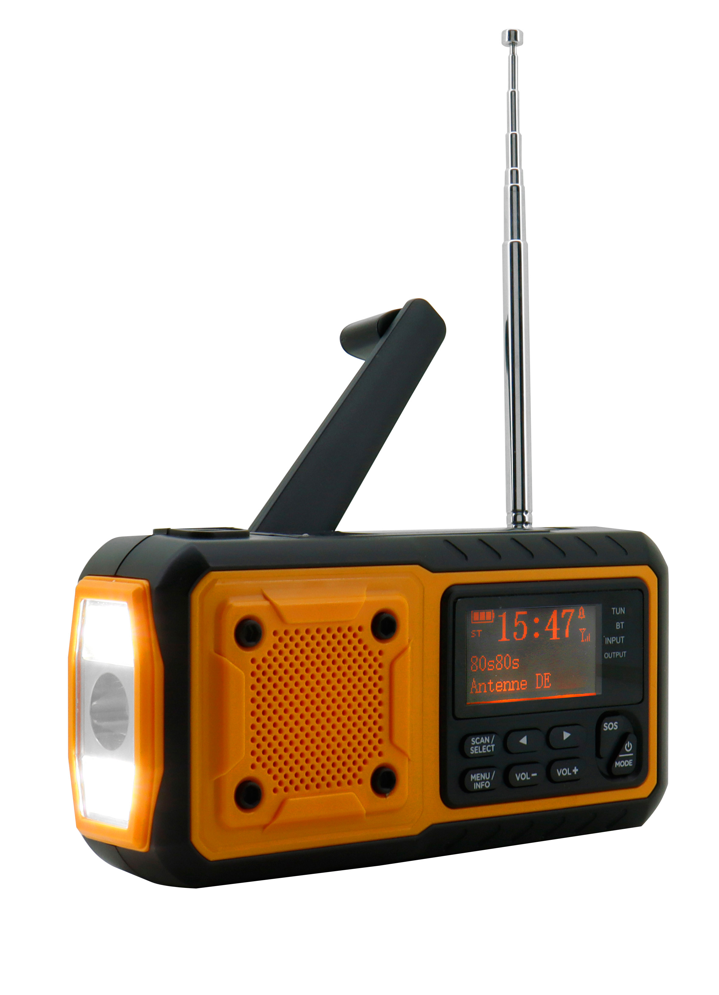 DAB+/UKW emergency digital radio with built-in Li-Ion battery, solar  panel/dynamo, LED lights and Bluetooth®