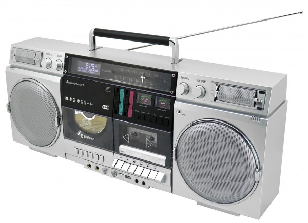 1980s Style Ghetto Blaster mit DAB+/UKW-Radio, CD/MP3, Kassettenrekorder, USB/Micro-SD, Bluetooth®