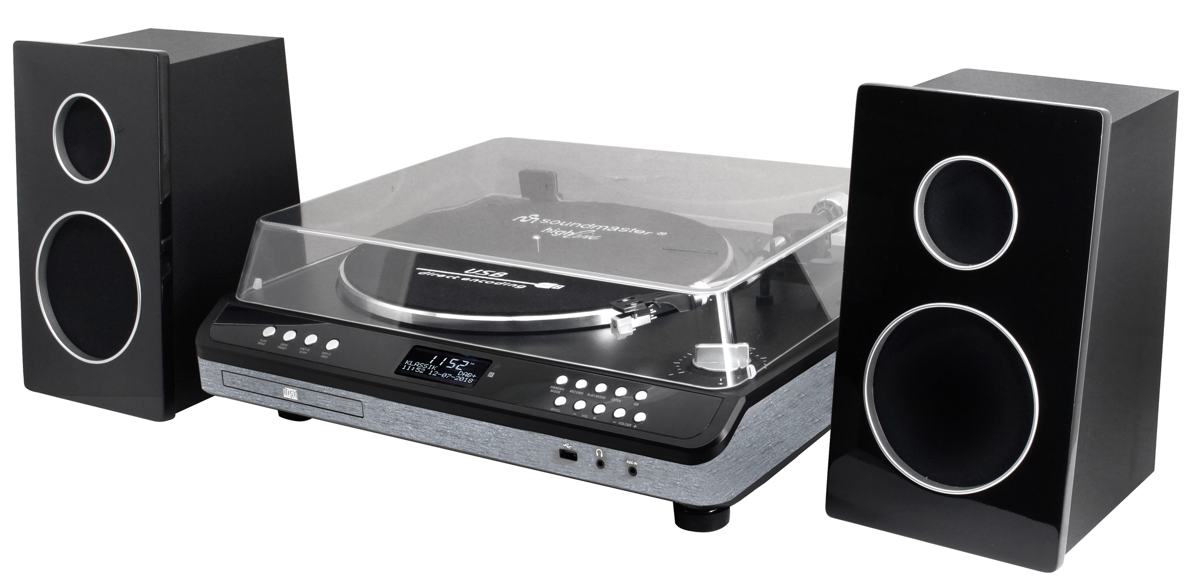 Stereo Anlage mit Plattenspieler, DAB+/UKW Radio, CD/MP3, USB